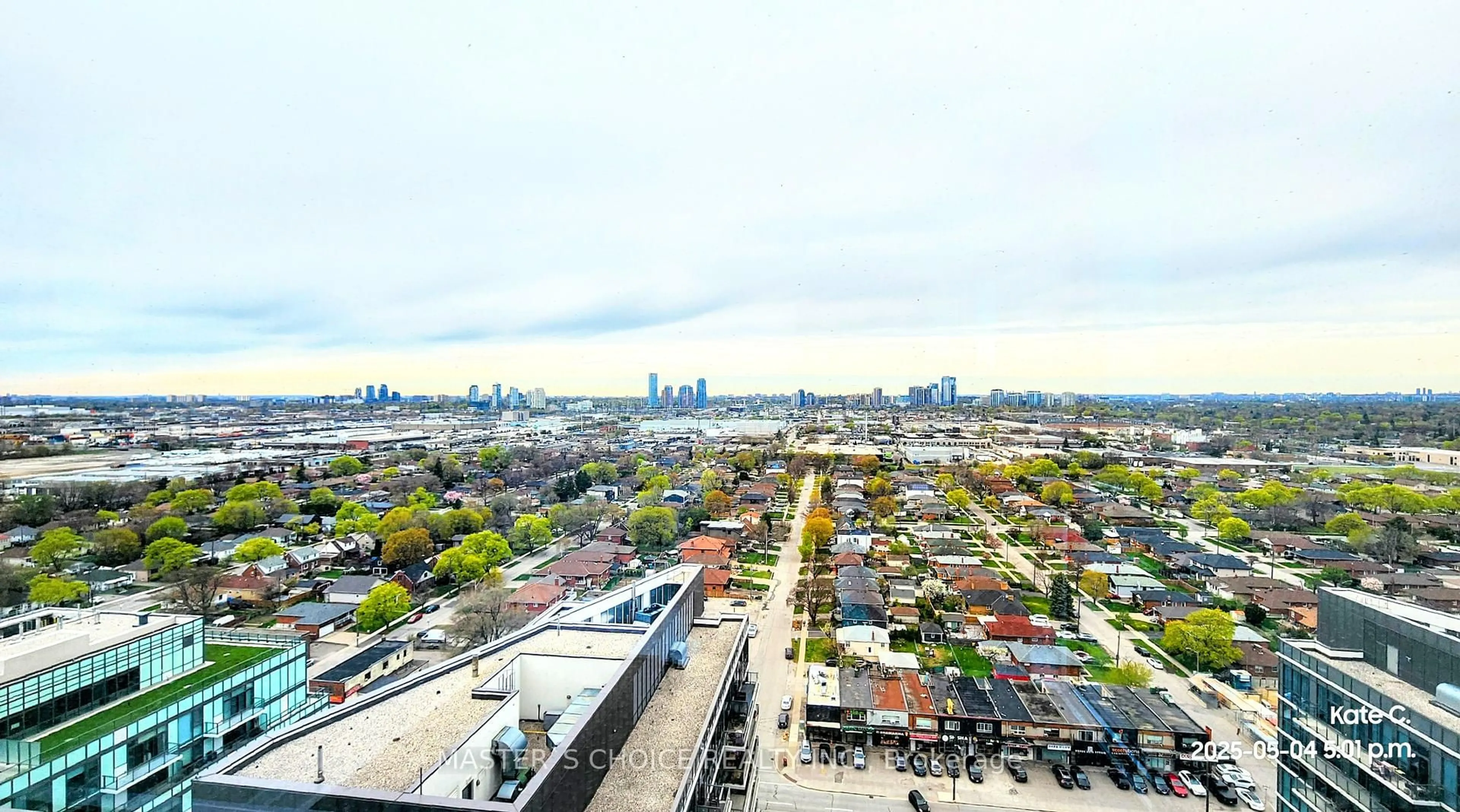 A pic from outside/outdoor area/front of a property/back of a property/a pic from drone, city buildings view from balcony for 15 Zorra St #2002, Toronto Ontario M8Z 0C1