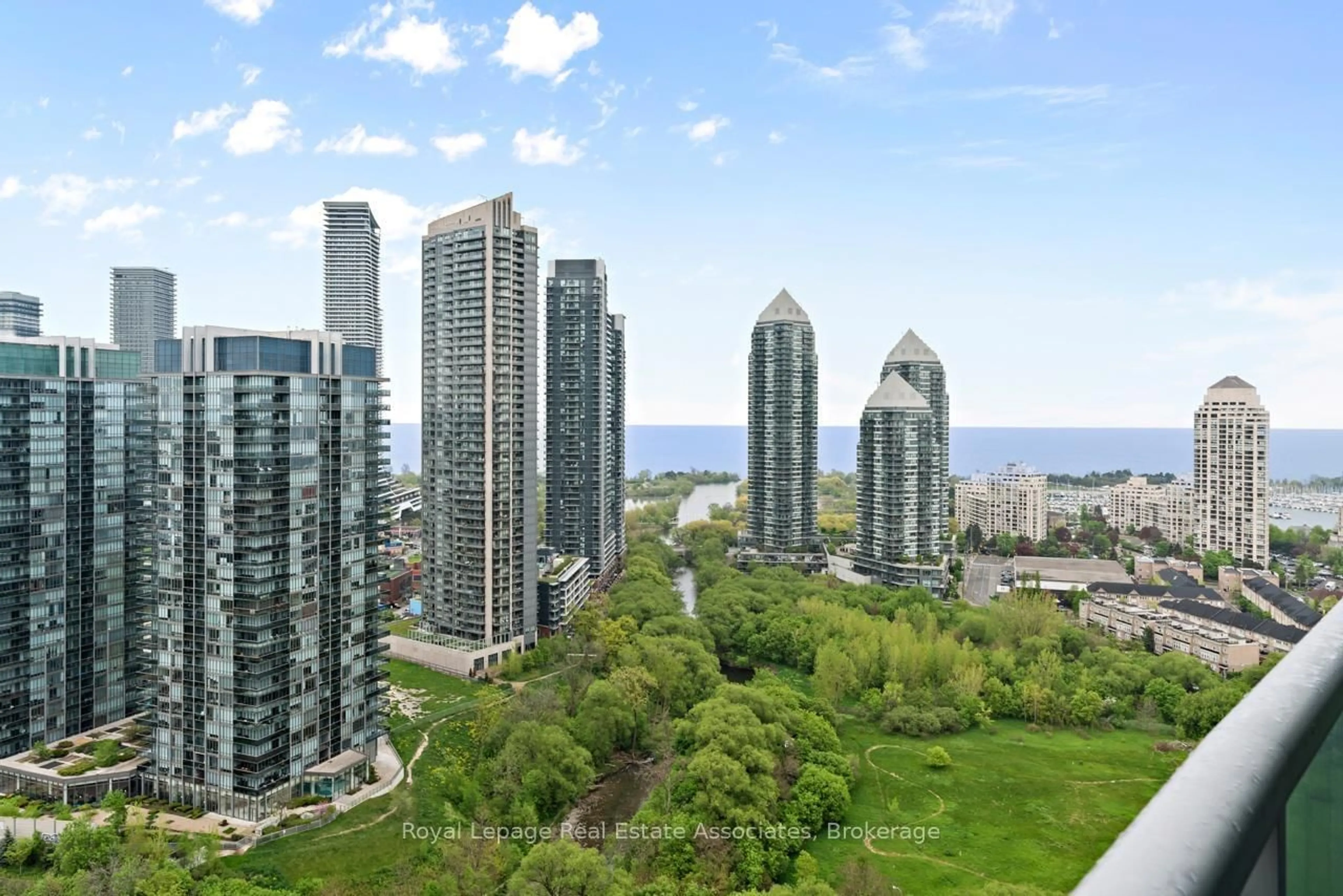 A pic from outside/outdoor area/front of a property/back of a property/a pic from drone, city buildings view from balcony for 155 Legion Rd #1601, Toronto Ontario M8Y 0A7