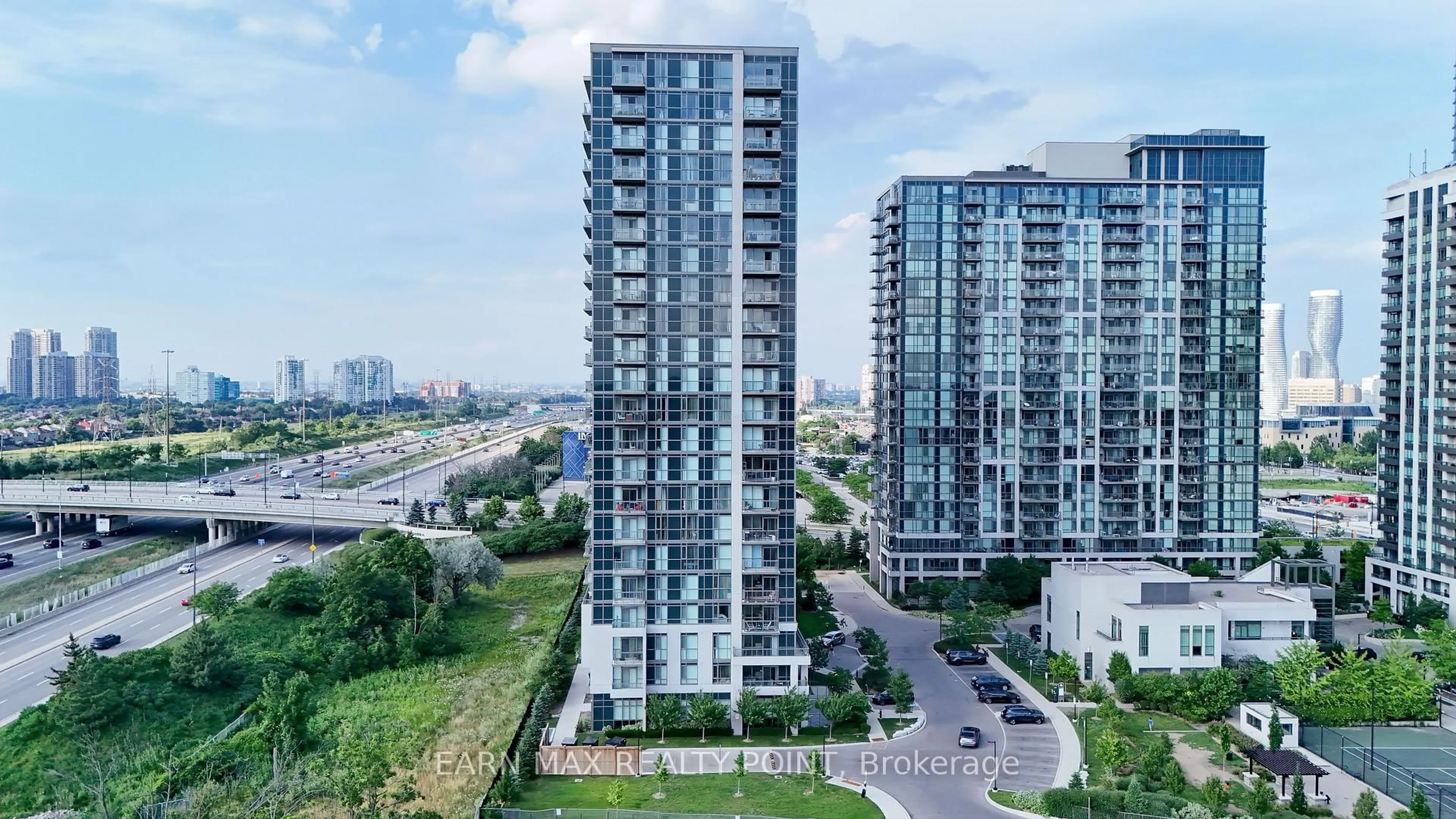 A pic from outside/outdoor area/front of a property/back of a property/a pic from drone, city buildings view from balcony for 349 Rathburn Rd #PH 212, Mississauga Ontario L5B 0G9