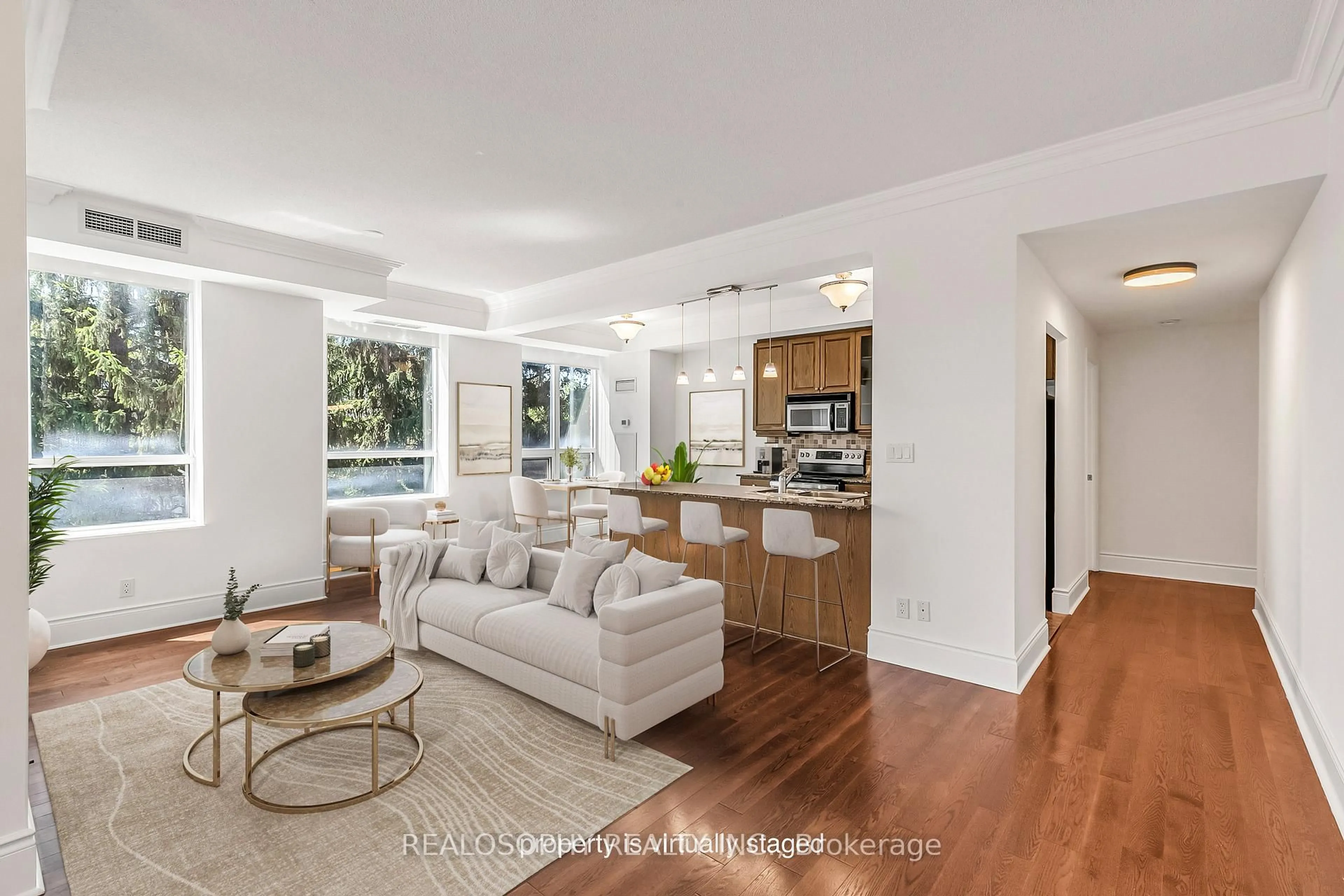 Living room with furniture, unknown for 25 Earlington Ave #318, Toronto Ontario M8X 3A3