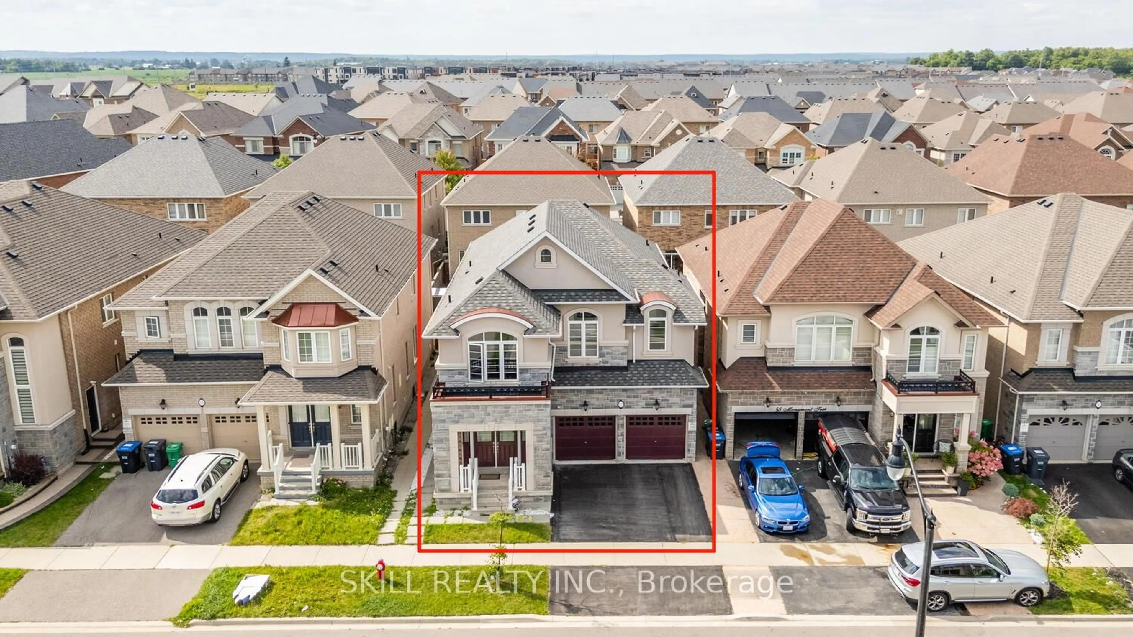A pic from outside/outdoor area/front of a property/back of a property/a pic from drone, street for 57 Monument Tr, Brampton Ontario L7A 4M8