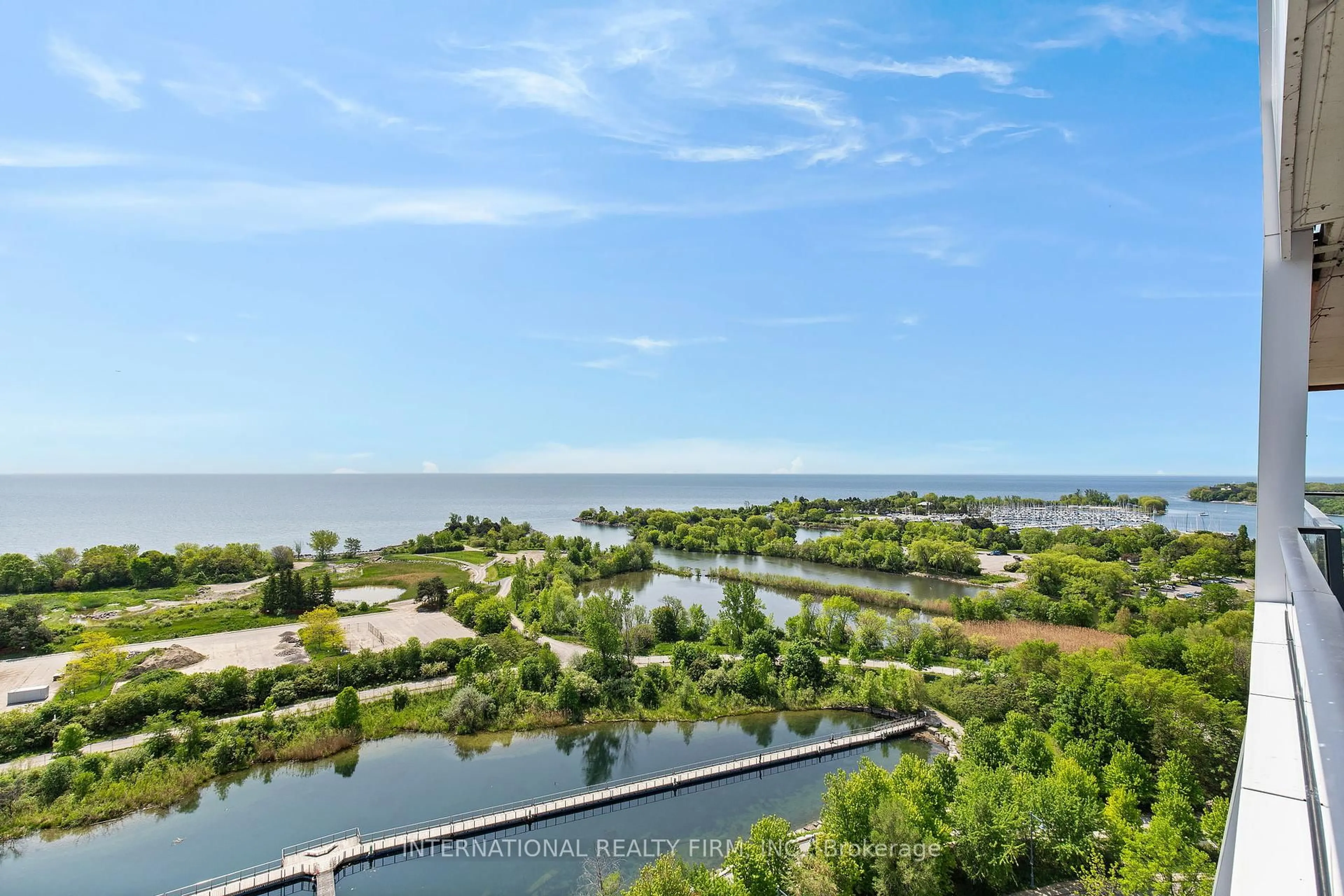 A pic from outside/outdoor area/front of a property/back of a property/a pic from drone, water/lake/river/ocean view for 20 Shore Breeze Dr #1409, Toronto Ontario M8V 0C7