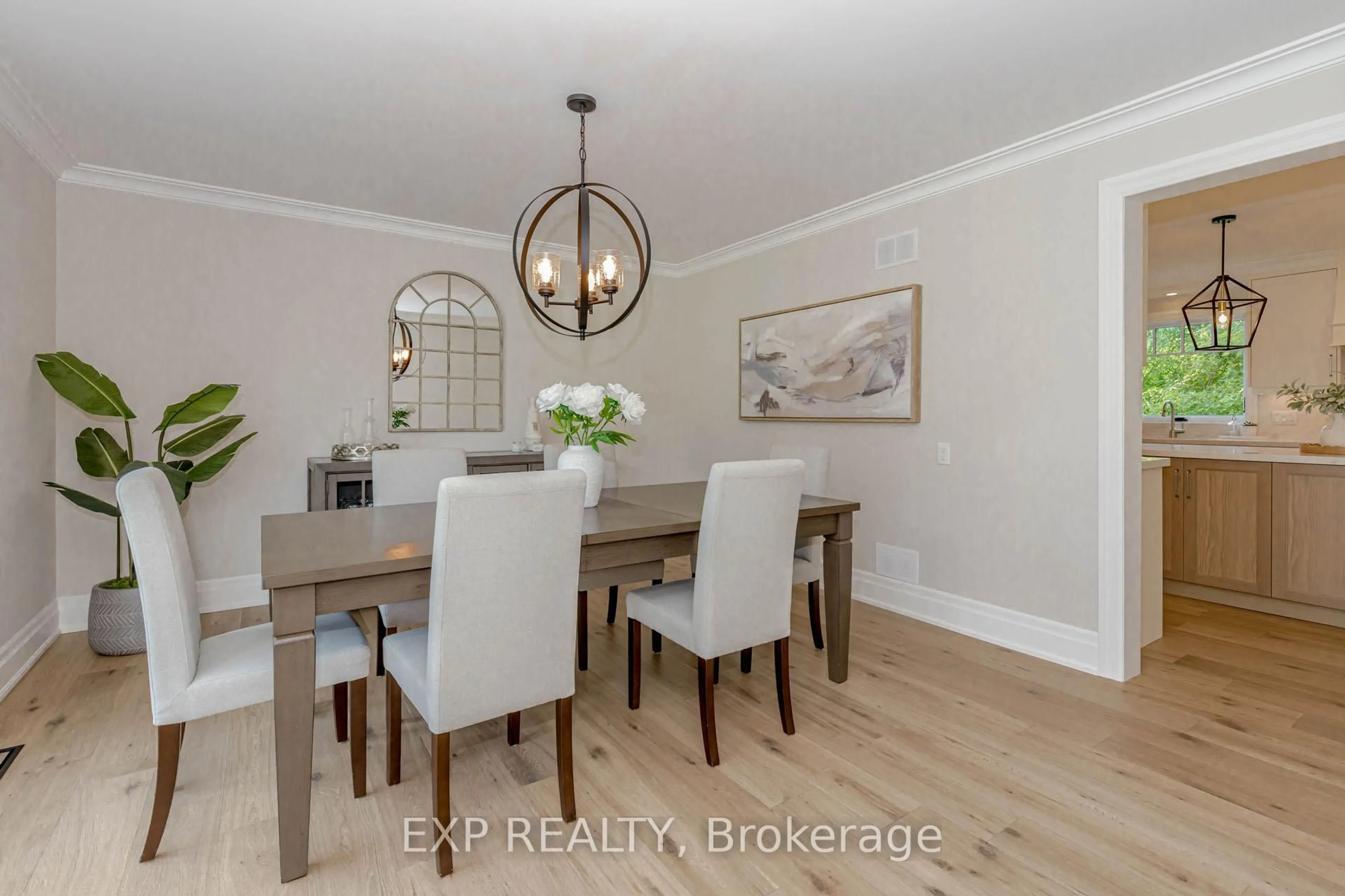 Dining room, wood/laminate floor for 7311 Guelph Line, Milton Ontario L0P 1B0