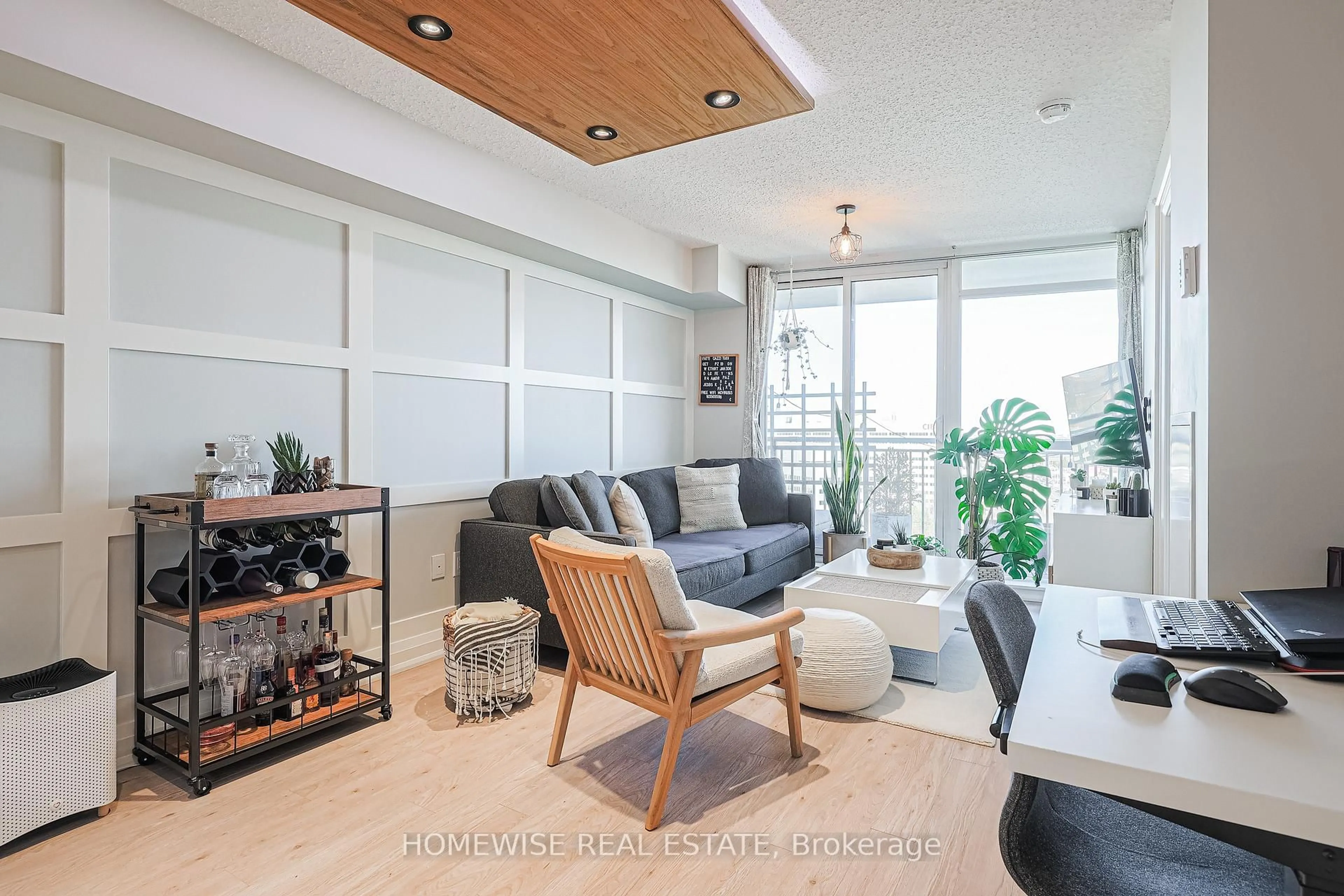 Living room with furniture, wood/laminate floor for 800 Lawrence Ave #1313, Toronto Ontario M6A 0B1