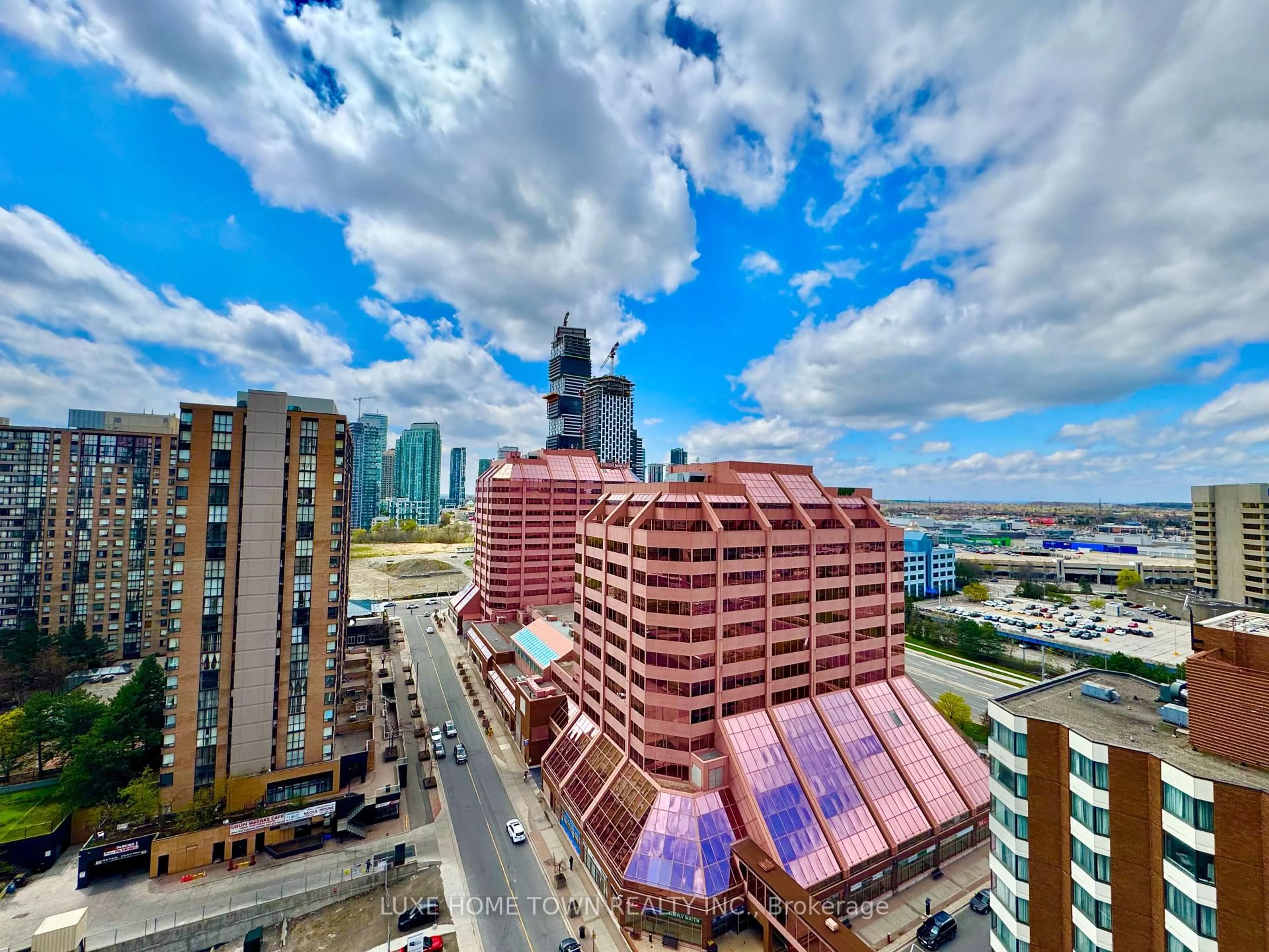 A pic from outside/outdoor area/front of a property/back of a property/a pic from drone, city buildings view from balcony for 208 Enfield Pl #2108, Mississauga Ontario L5B 0G8