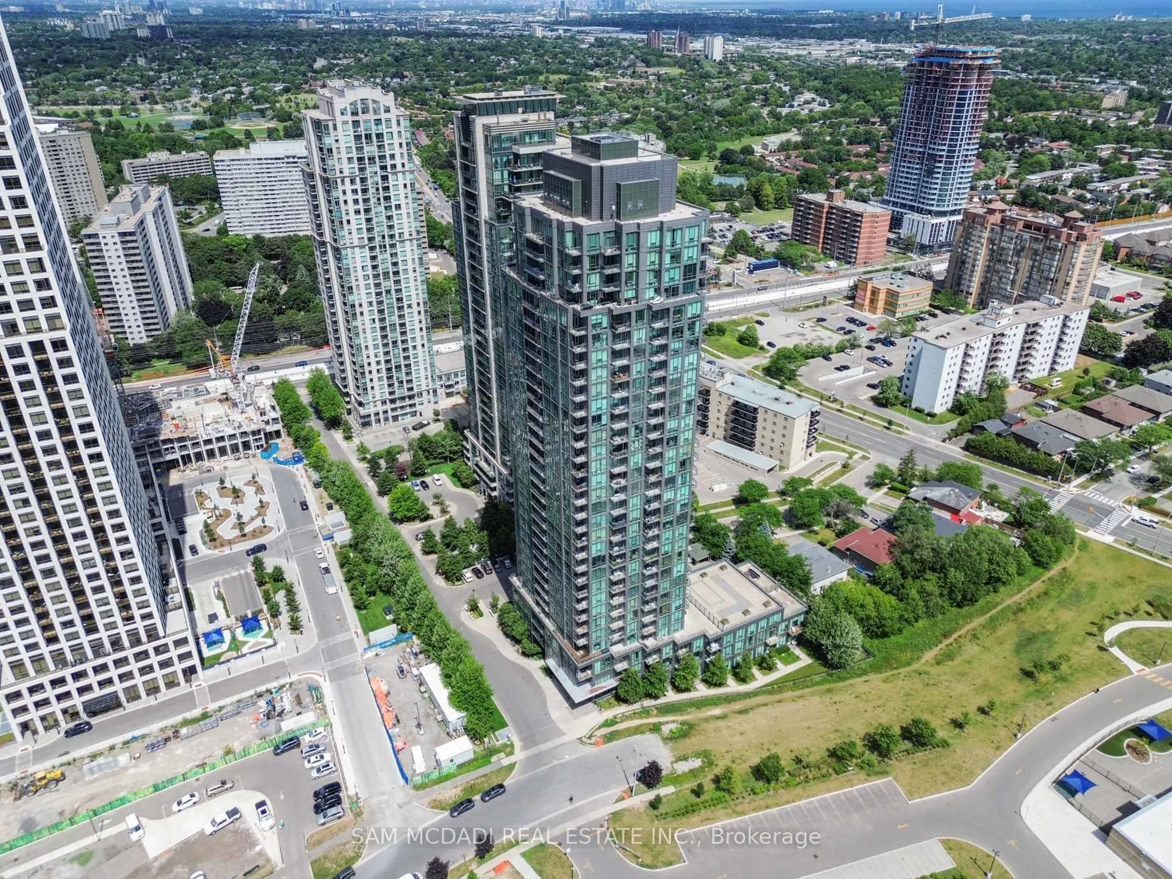 A pic from outside/outdoor area/front of a property/back of a property/a pic from drone, city buildings view from balcony for 3525 Kariya Dr #710, Mississauga Ontario L5B 0C2