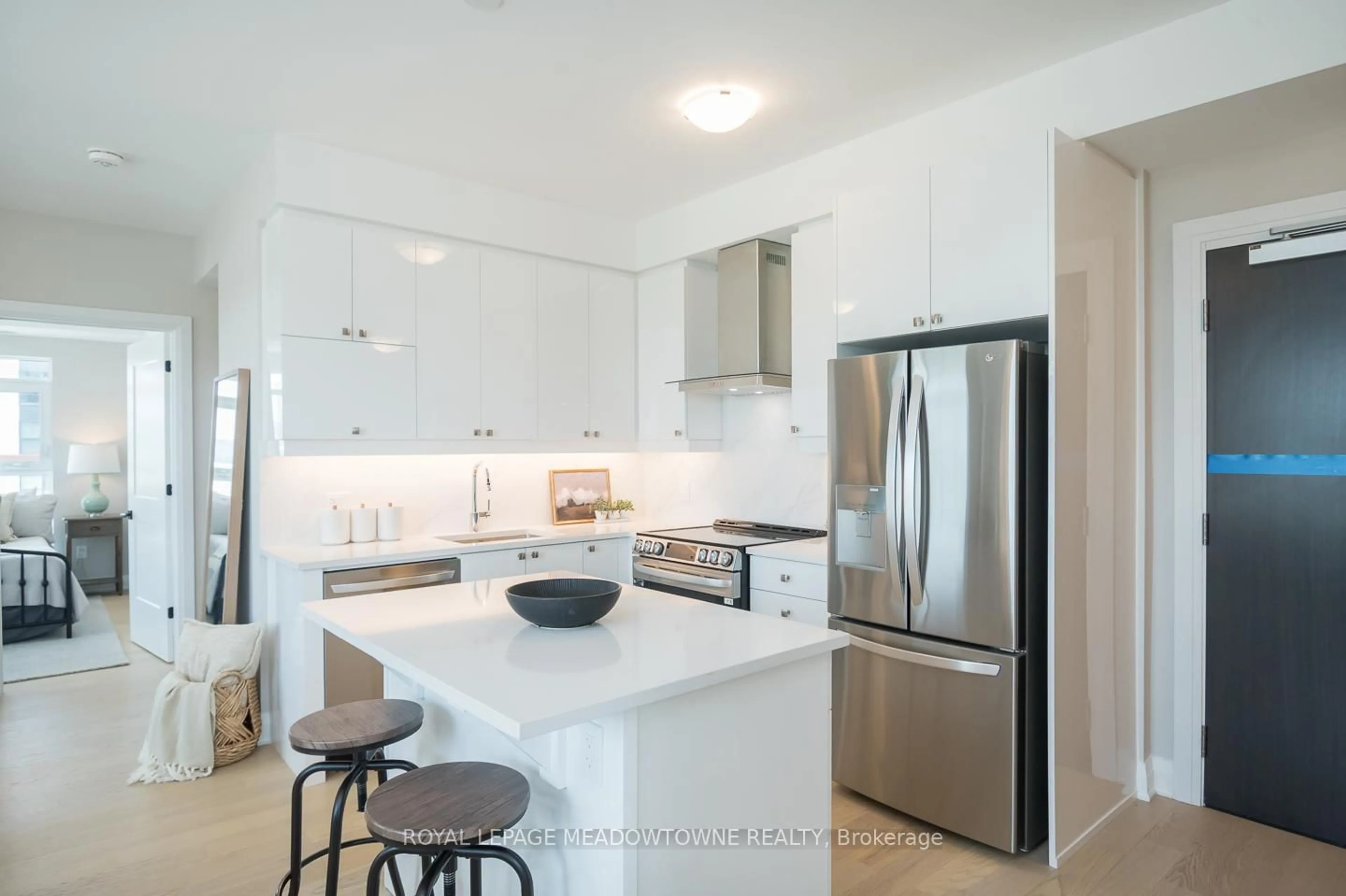 Open concept kitchen, ceramic/tile floor for 480 Gordon Krantz Ave #308, Milton Ontario L9E 1Z4