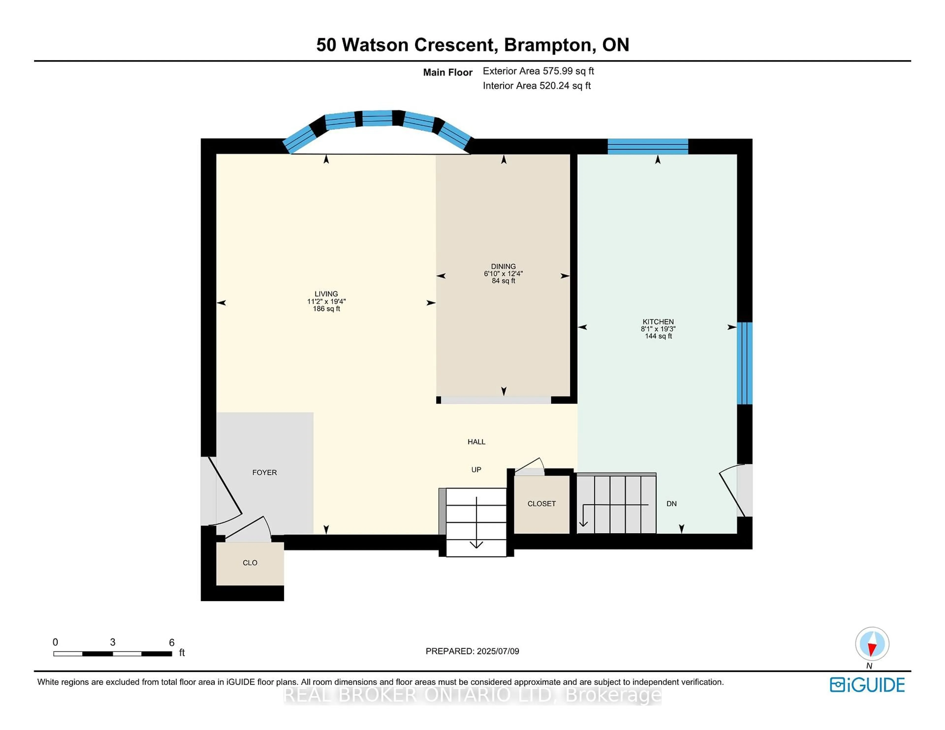 Floor plan for 50 Watson Cres, Brampton Ontario L6W 1E7