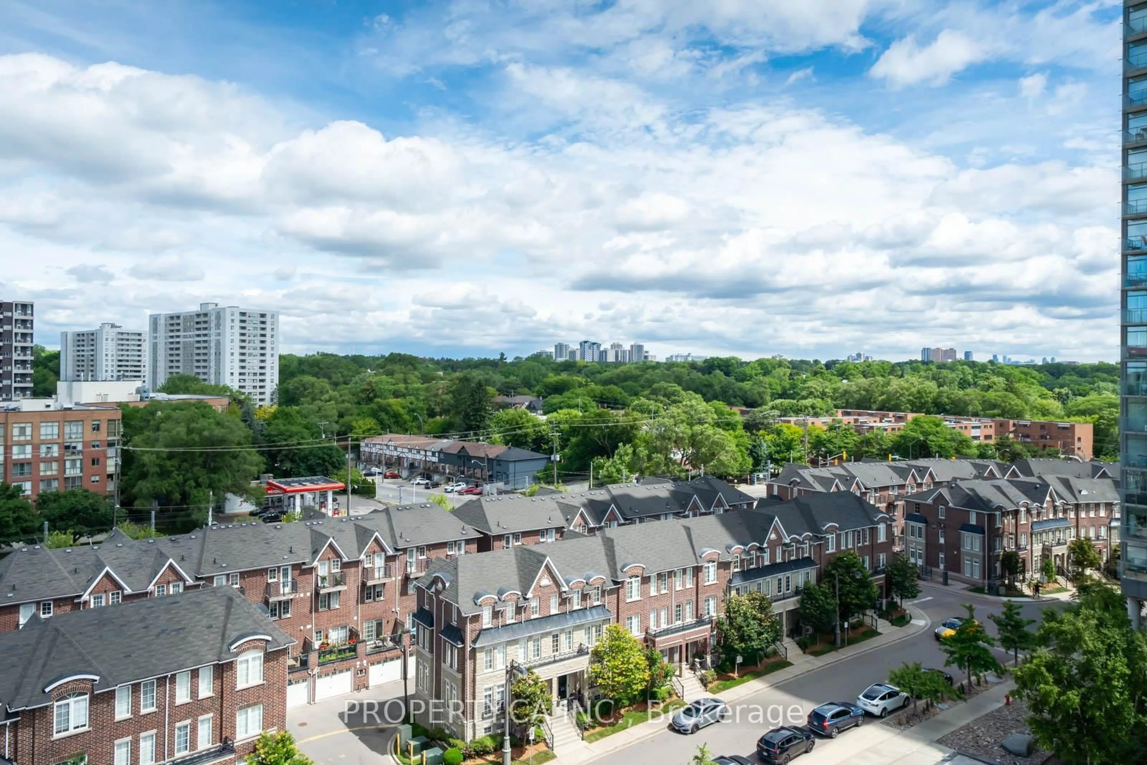 A pic from outside/outdoor area/front of a property/back of a property/a pic from drone, city buildings view from balcony for 105 The Queensway #815, Toronto Ontario M6S 5B5