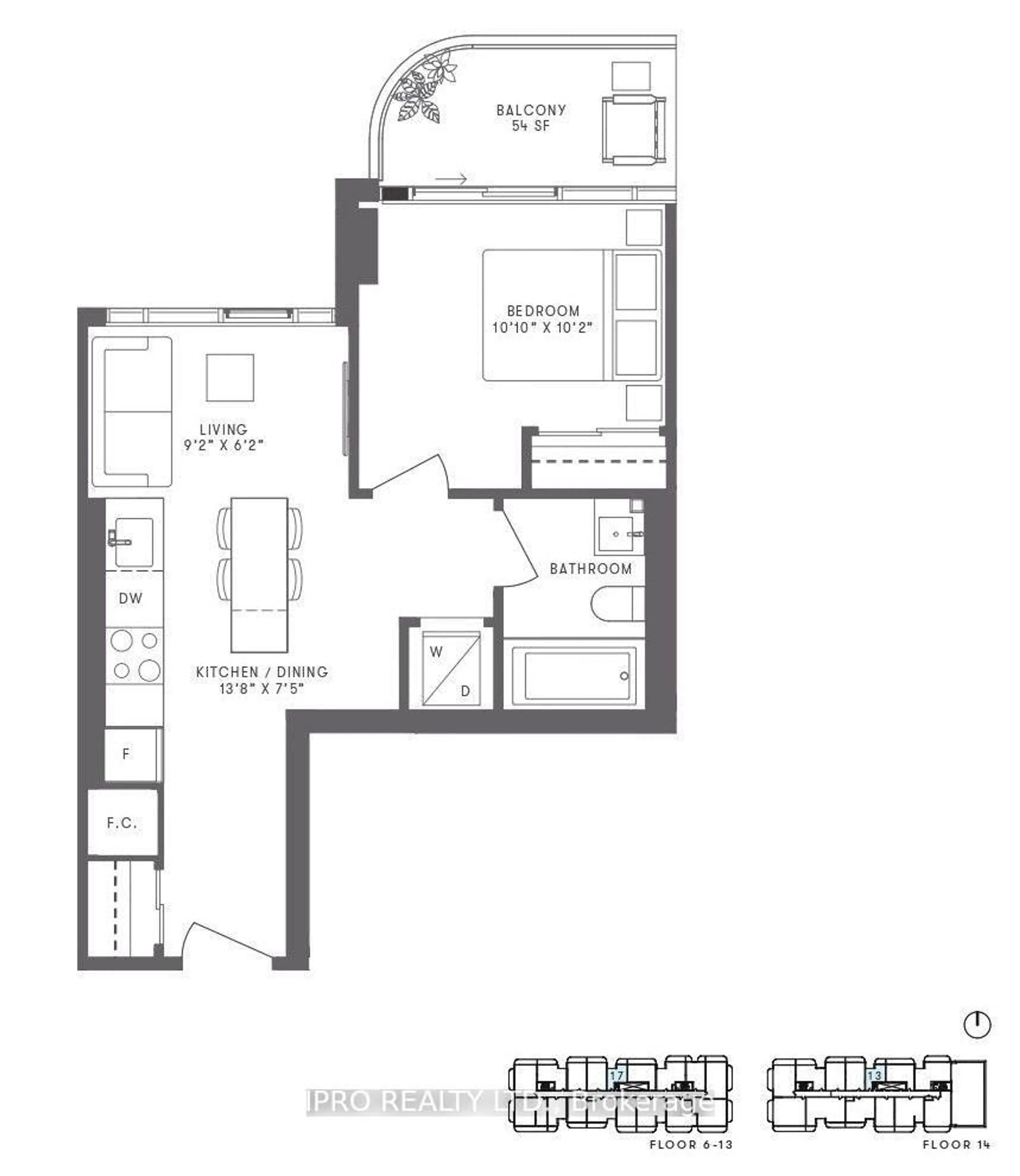 Floor plan for 220 Messinnihe Way #617, Mississauga Ontario L5H 0A9