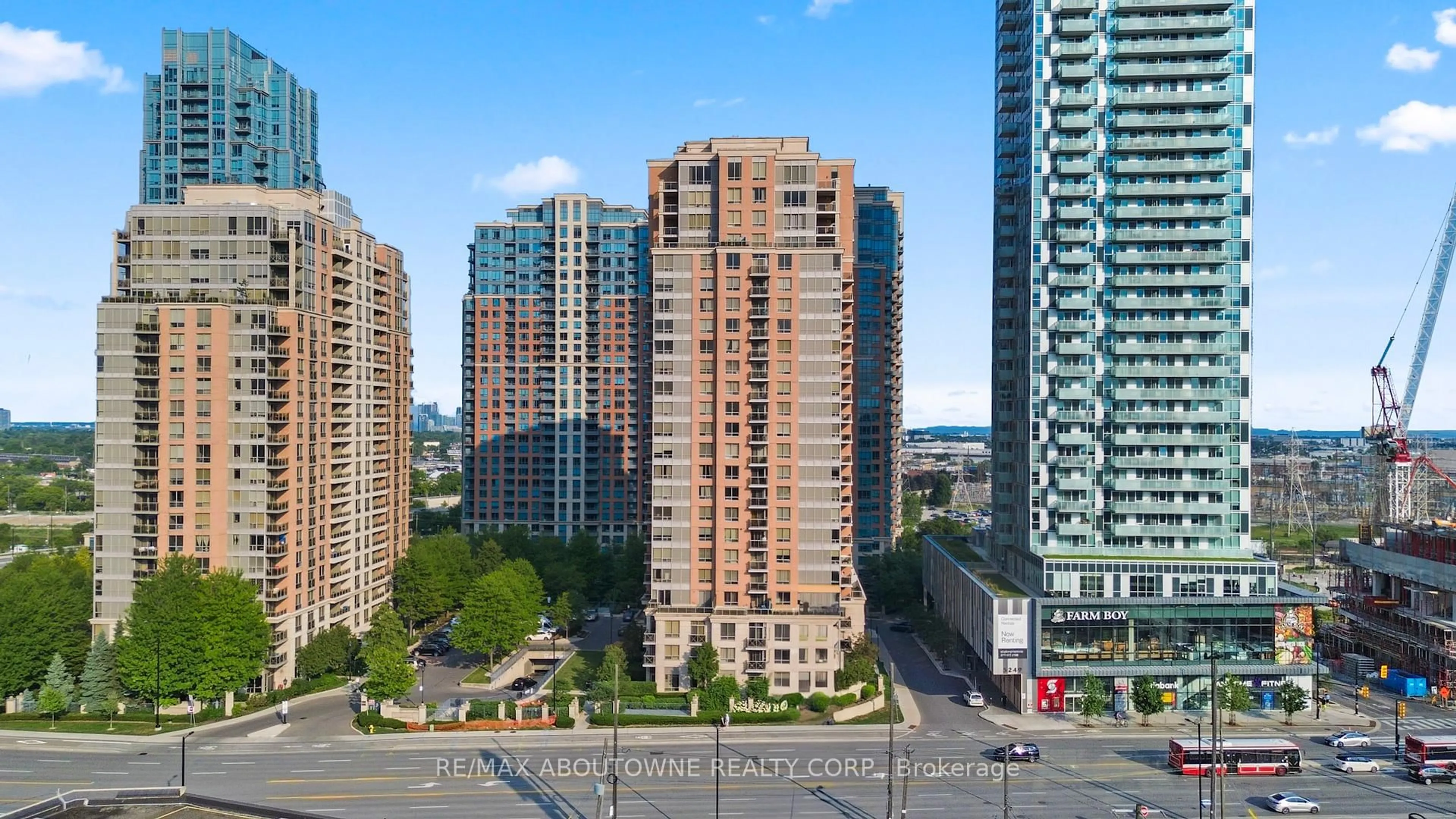A pic from outside/outdoor area/front of a property/back of a property/a pic from drone, city buildings view from balcony for 5233 Dundas St #227, Toronto Ontario M9B 6M1