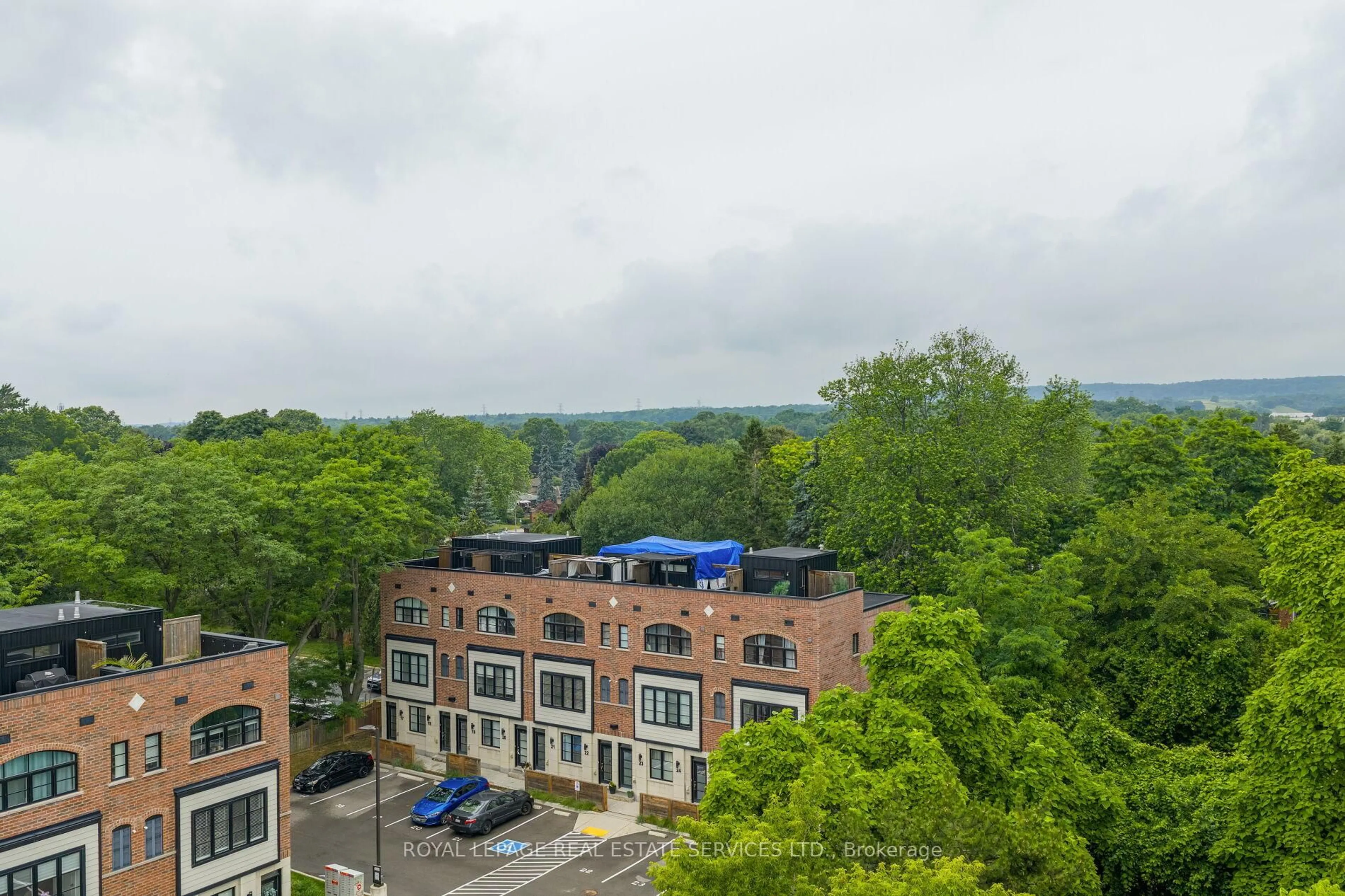 A pic from outside/outdoor area/front of a property/back of a property/a pic from drone, city buildings view from balcony for 405 Plains Rd #22, Burlington Ontario L7T 2C9