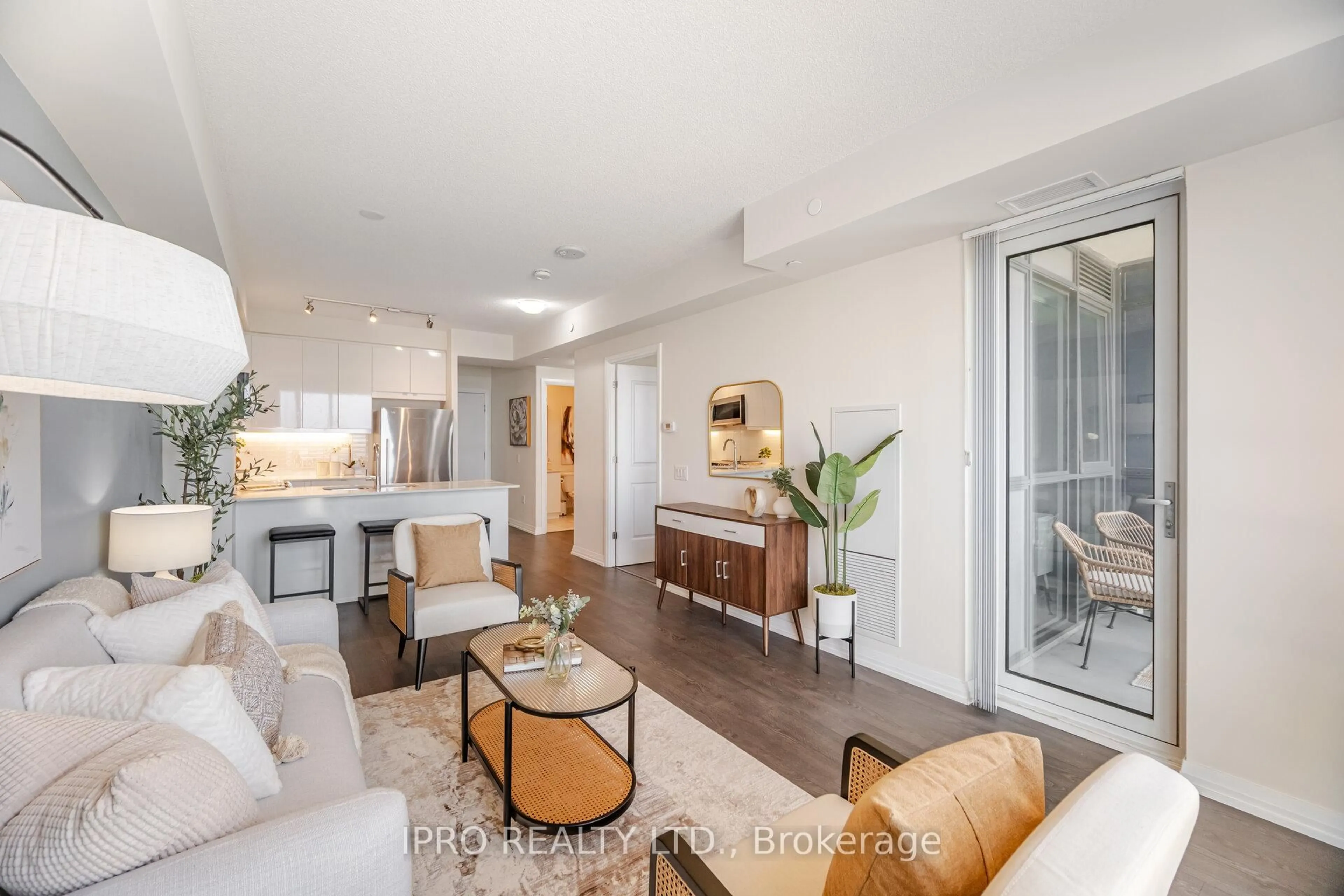 Living room with furniture, unknown for 50 Thomas Riley Rd #706, Toronto Ontario M9B 0C5