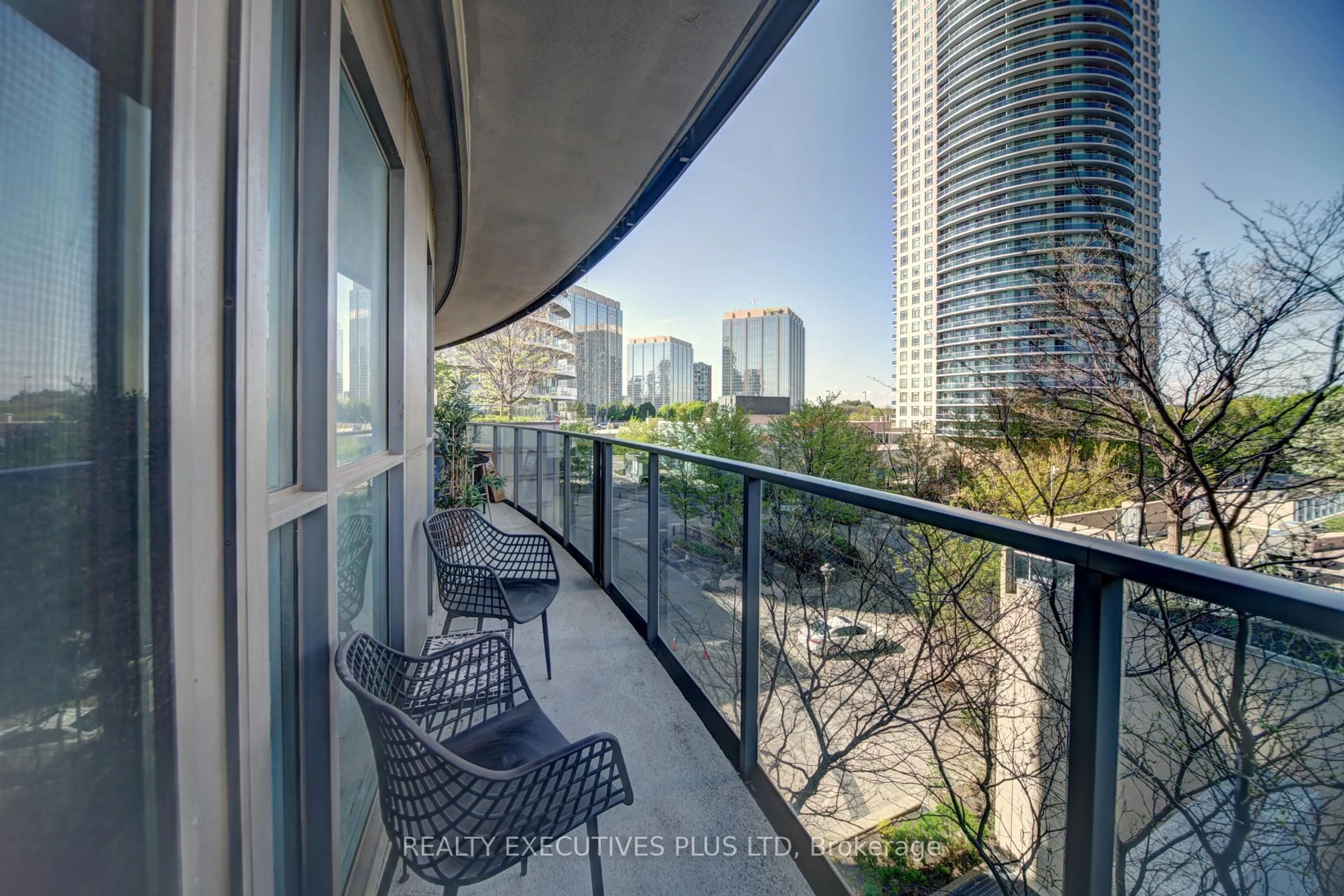Balcony in the apartment, city buildings view from balcony for 60 Absolute Ave #308, Mississauga Ontario L4Z 0A9