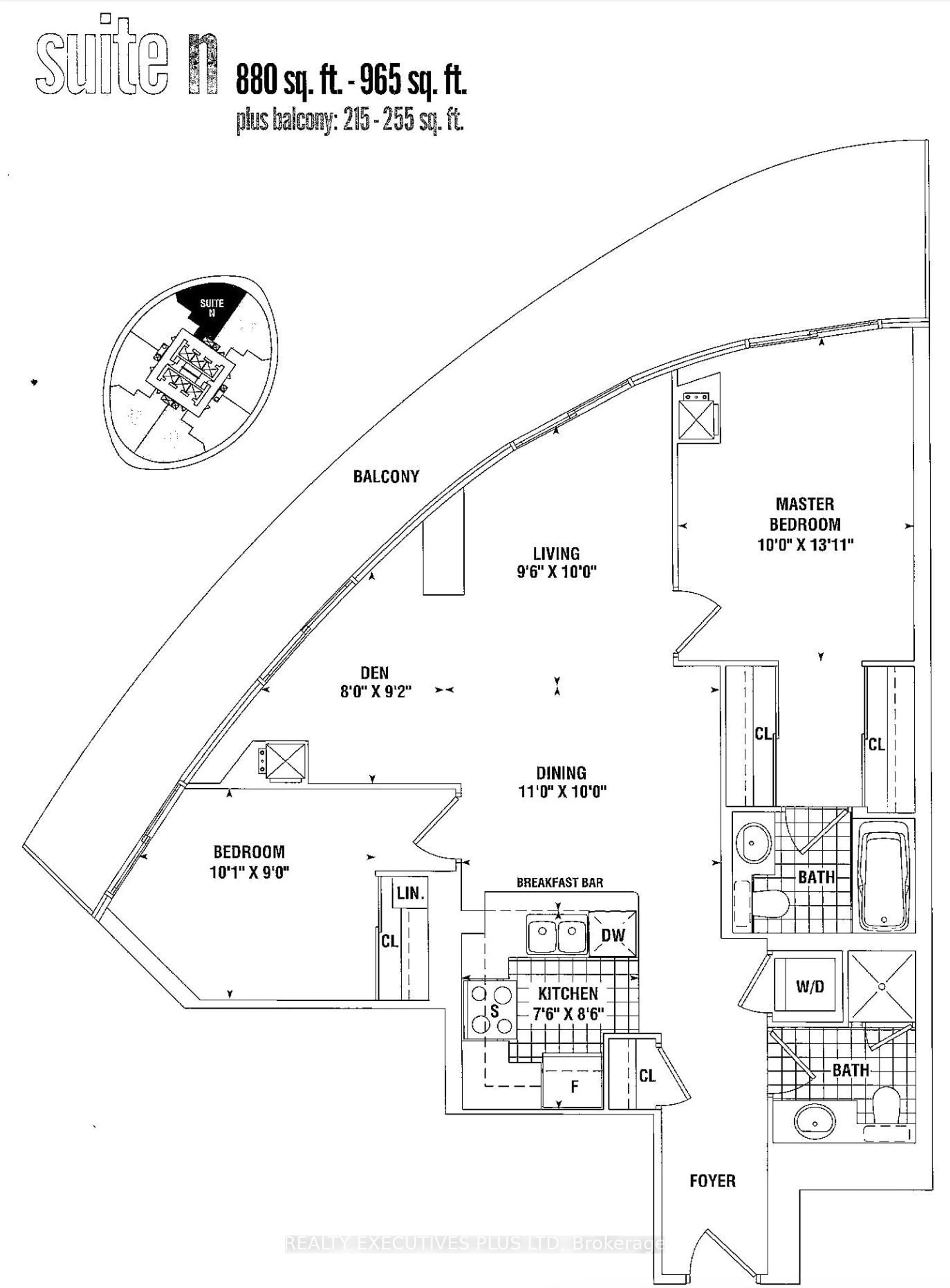 Floor plan for 60 Absolute Ave #308, Mississauga Ontario L4Z 0A9