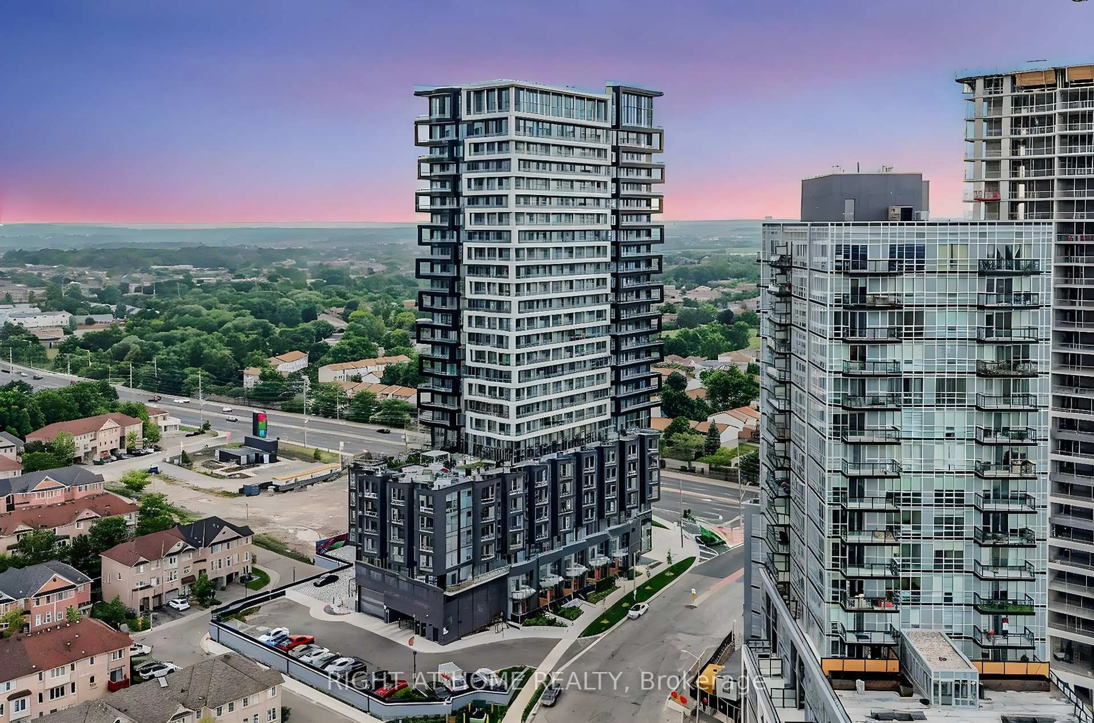 A pic from outside/outdoor area/front of a property/back of a property/a pic from drone, city buildings view from balcony for 260 Malta Ave #1609, Brampton Ontario L6Y 6L7