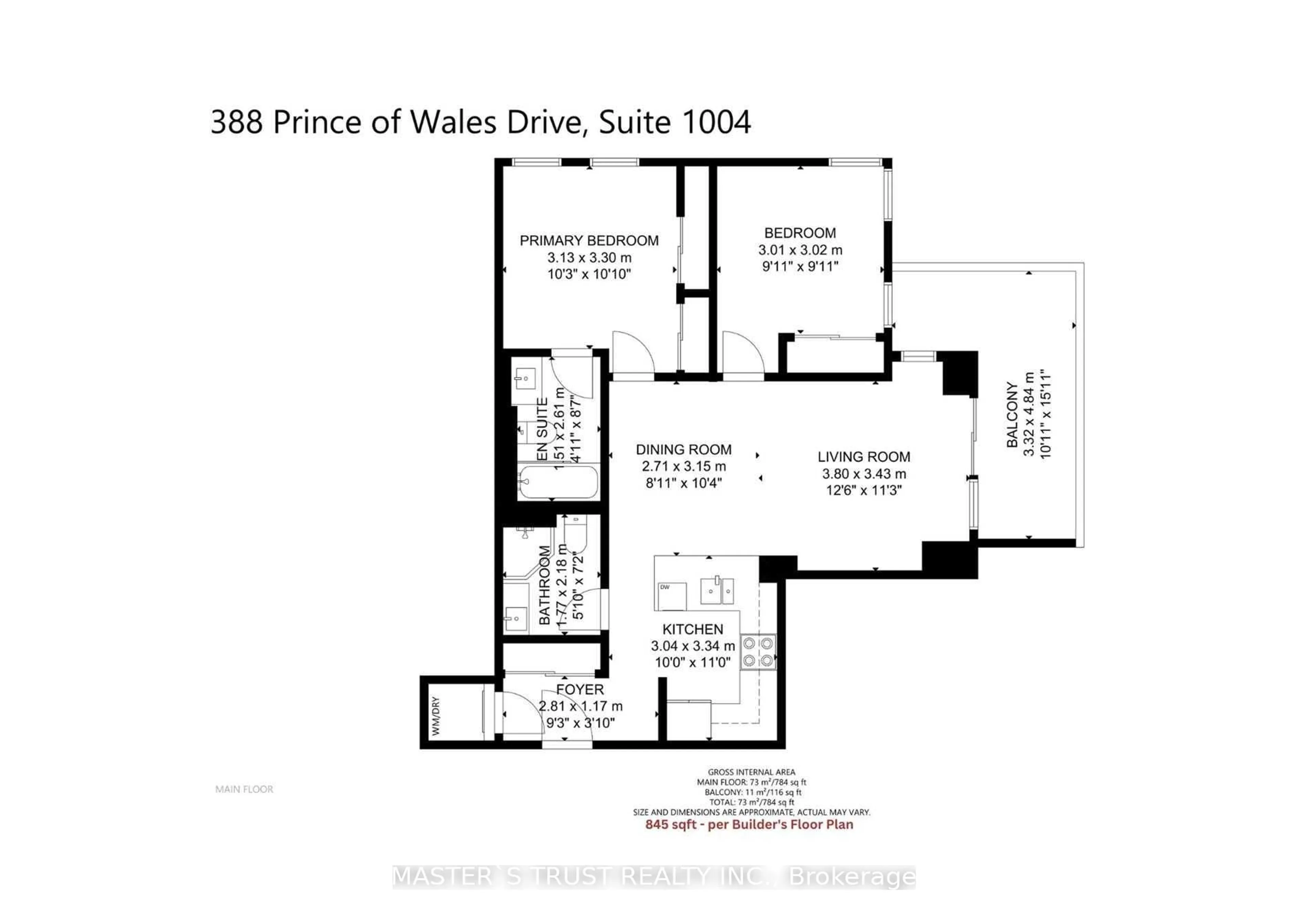 Floor plan for 388 Prince Of Wales Dr #1004, Mississauga Ontario L5B 0A1