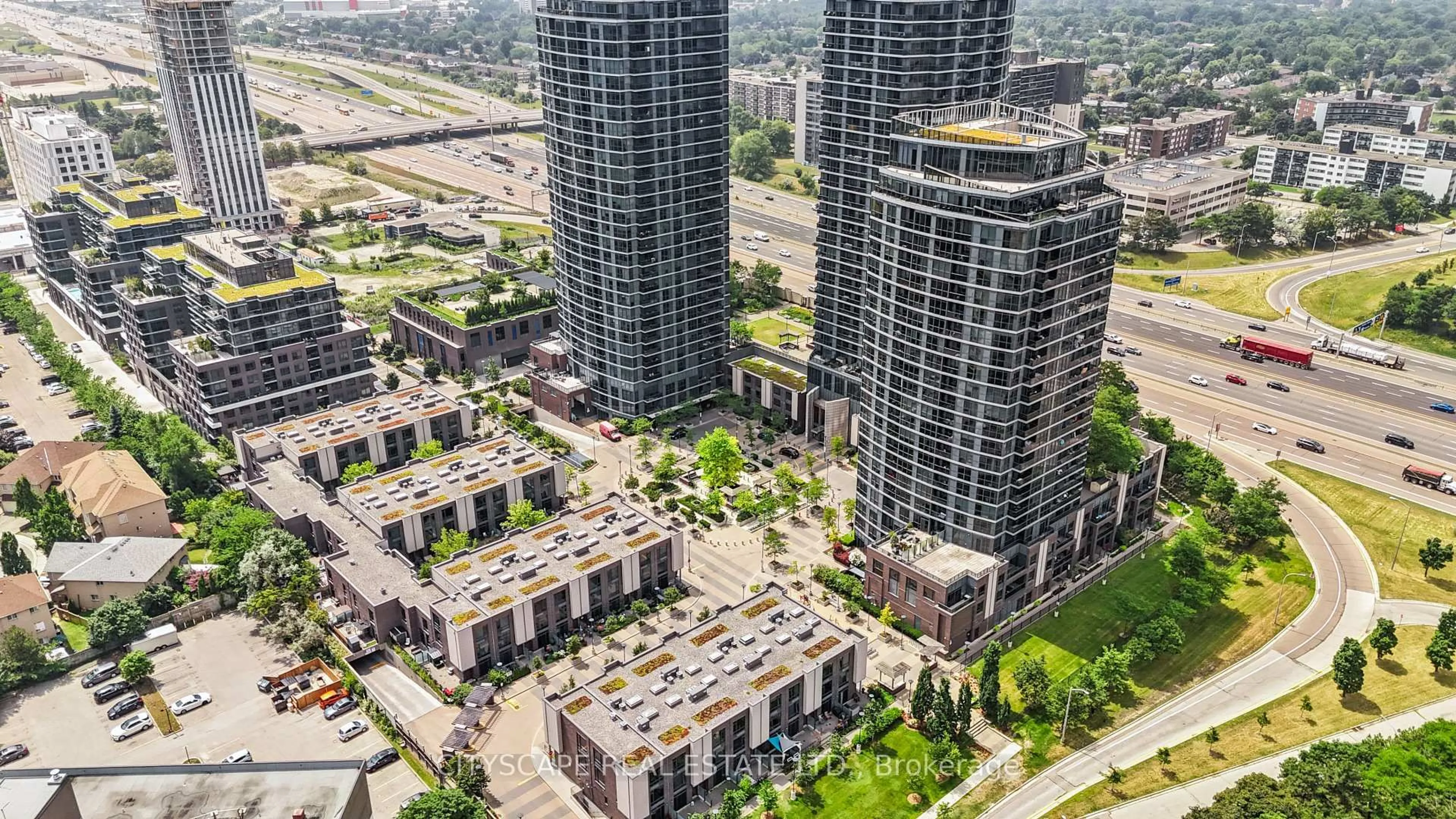 A pic from outside/outdoor area/front of a property/back of a property/a pic from drone, city buildings view from balcony for 23 Valhalla Inn Rd #50, Toronto Ontario M9B 1S9