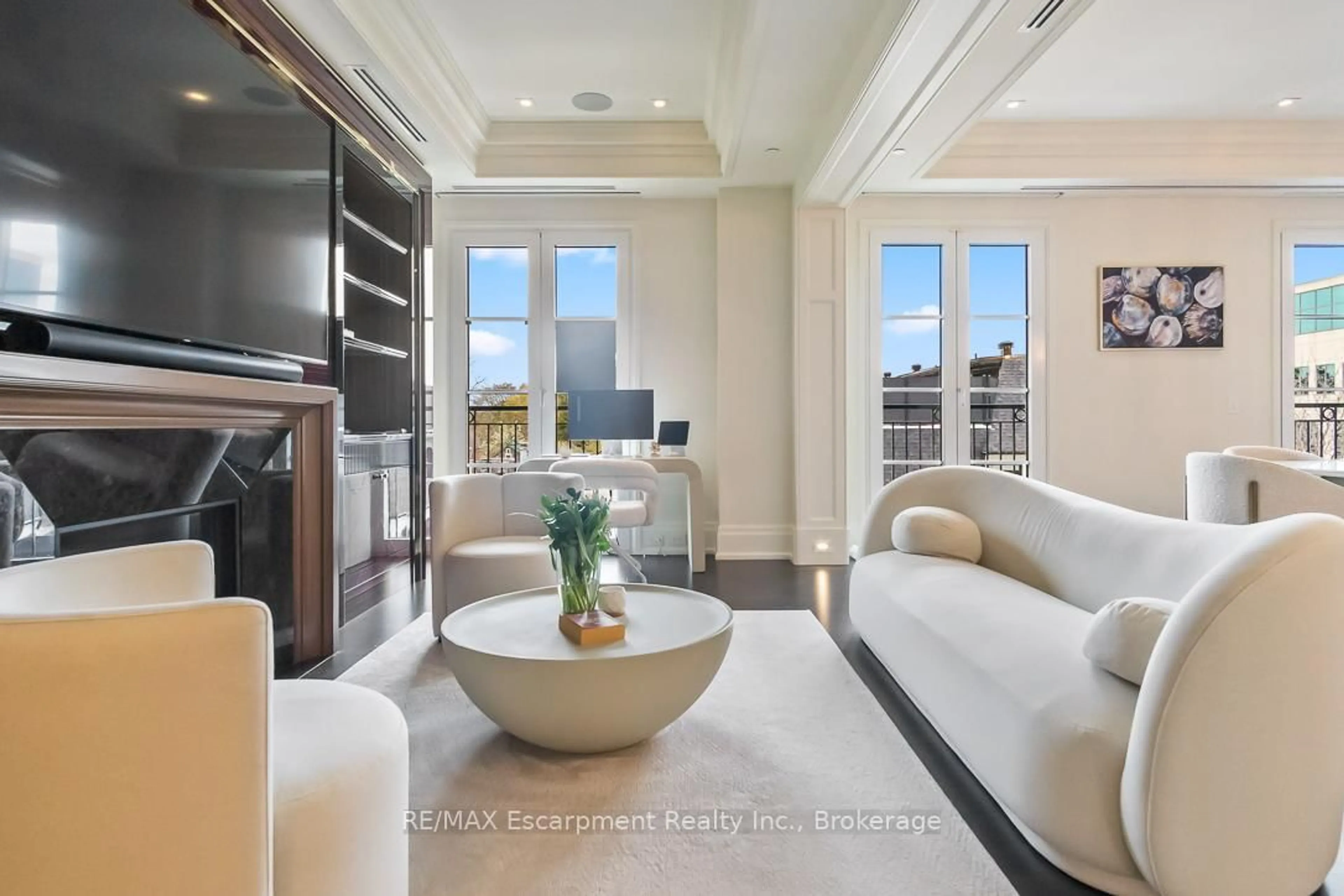 Living room with furniture, ceramic/tile floor for 300 Randall St #303, Oakville Ontario L6J 1R1