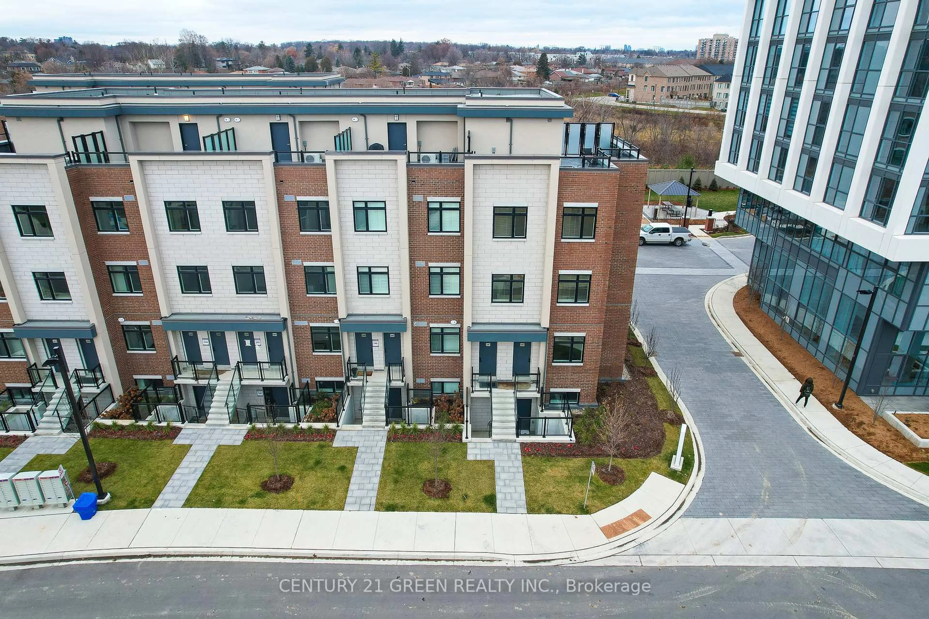 A pic from outside/outdoor area/front of a property/back of a property/a pic from drone, city buildings view from balcony for 1075 Douglas McCurdy Common #247, Mississauga Ontario L5G 0C6