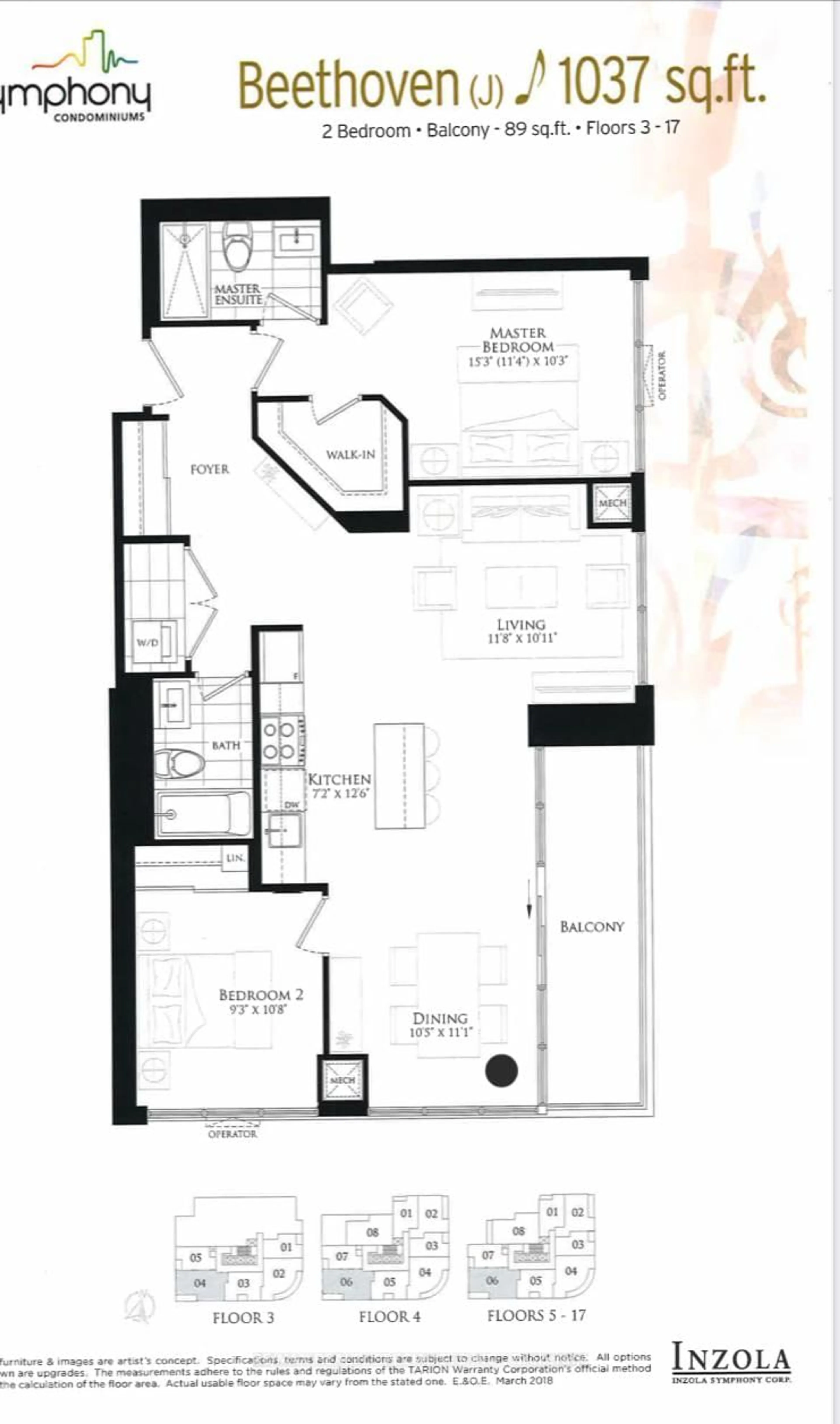 Floor plan for 15 Lynch St #806, Brampton Ontario L6W 0C7