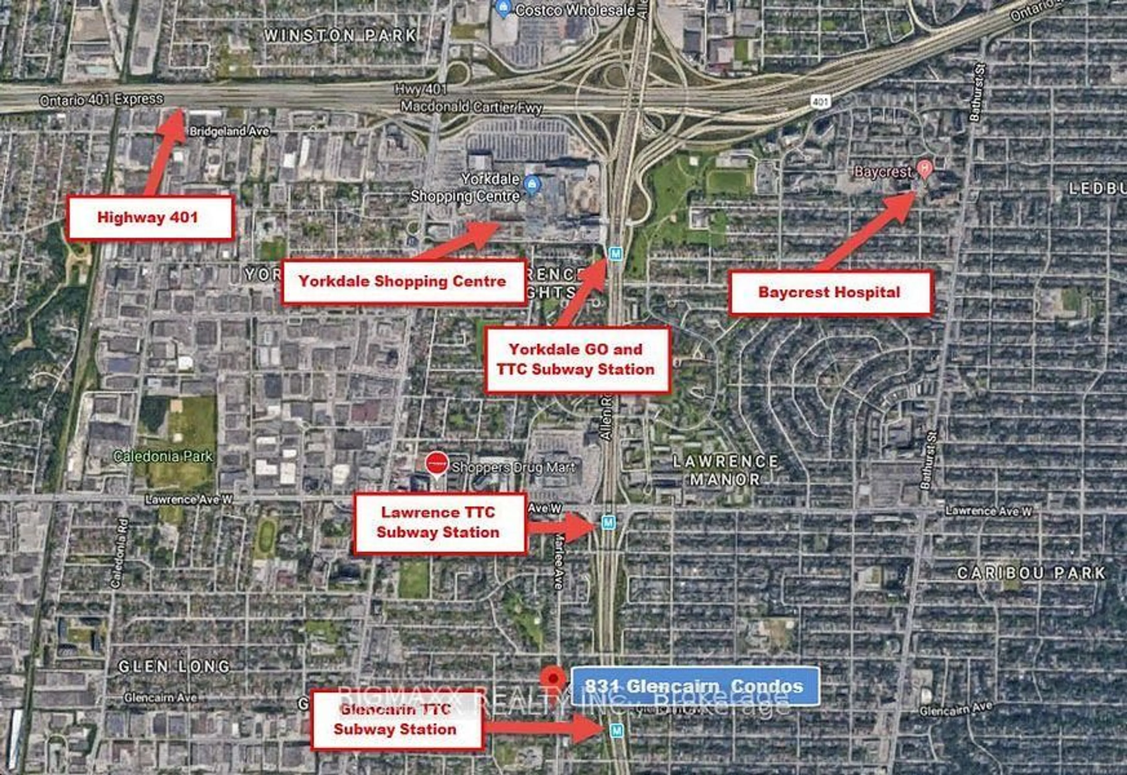 Picture of a map for 556 Marlee Ave #521, Toronto Ontario M6B 0B1
