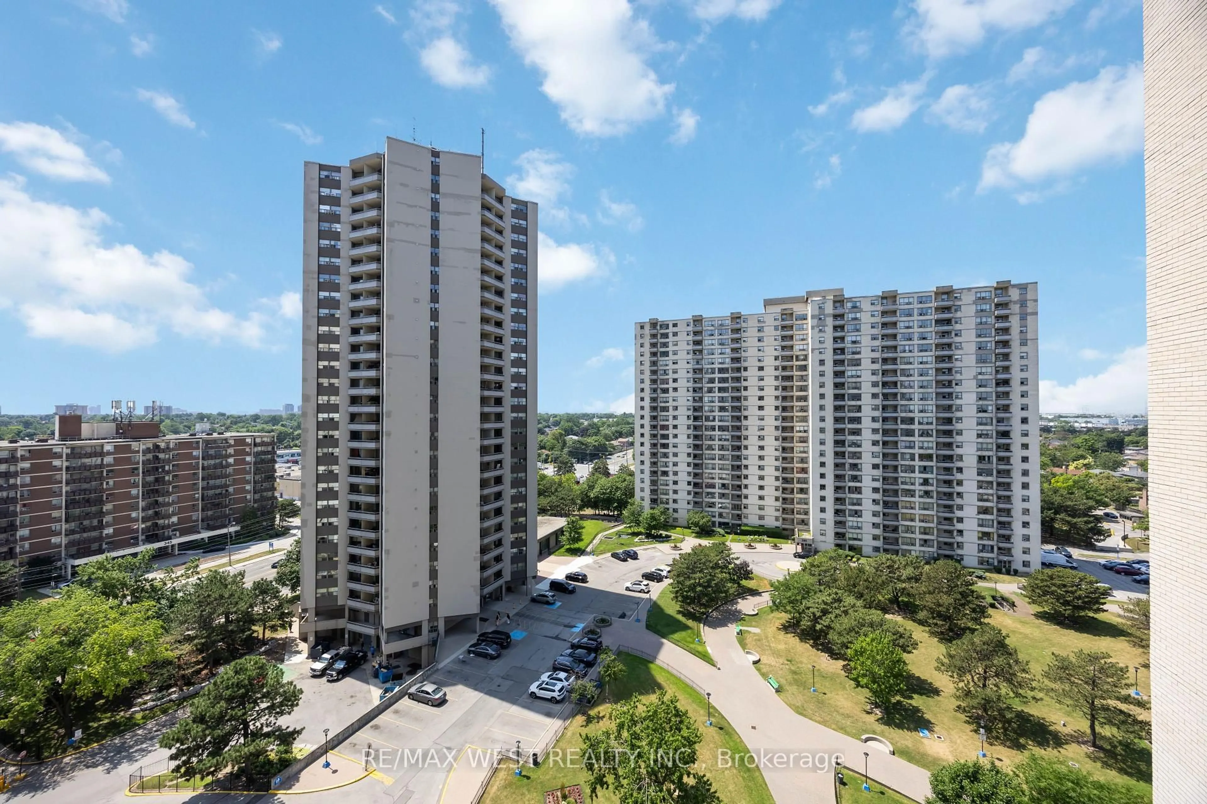 A pic from outside/outdoor area/front of a property/back of a property/a pic from drone, city buildings view from balcony for 370 Dixon Rd #1416, Toronto Ontario M9R 1T2