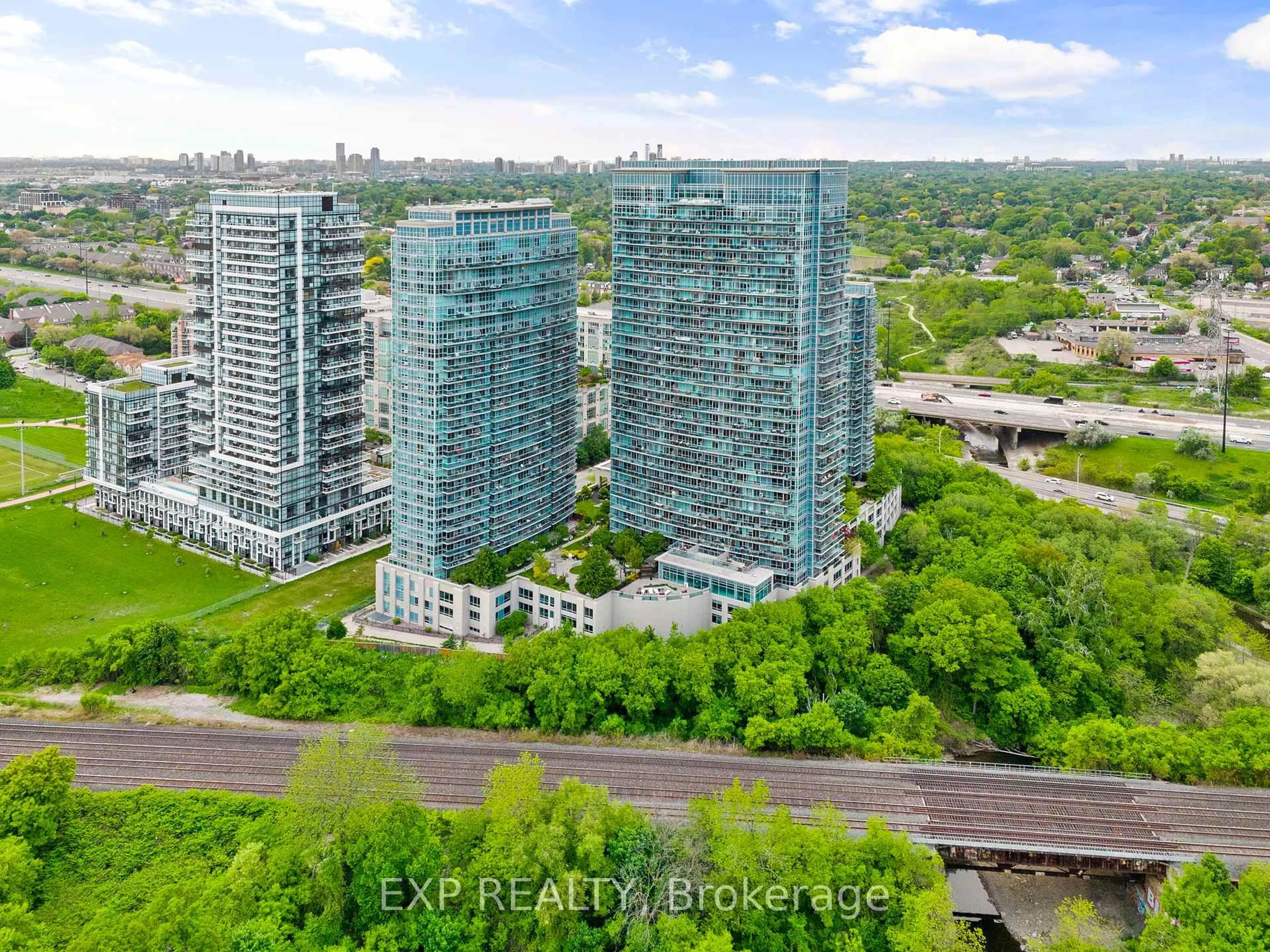 A pic from outside/outdoor area/front of a property/back of a property/a pic from drone, city buildings view from balcony for 165 Legion Rd #1932, Toronto Ontario M8Y 0B3