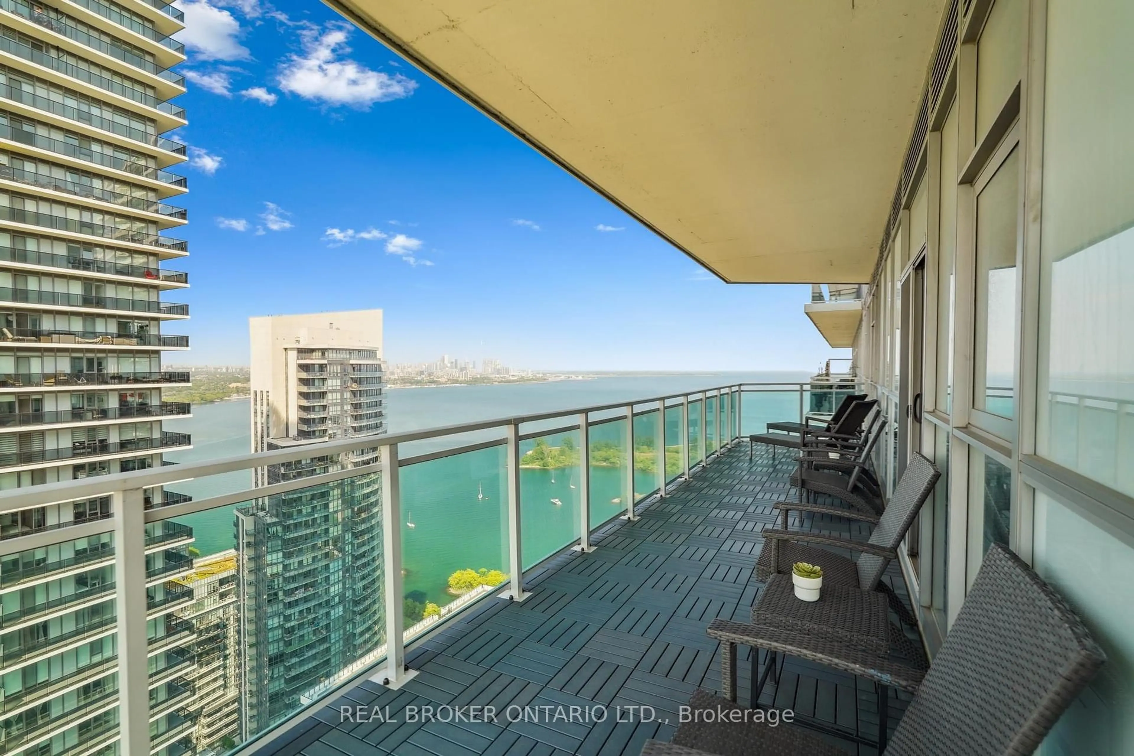 Balcony in the apartment, water/lake/river/ocean view for 33 Shore Breeze Dr #3704, Toronto Ontario M8V 0G1