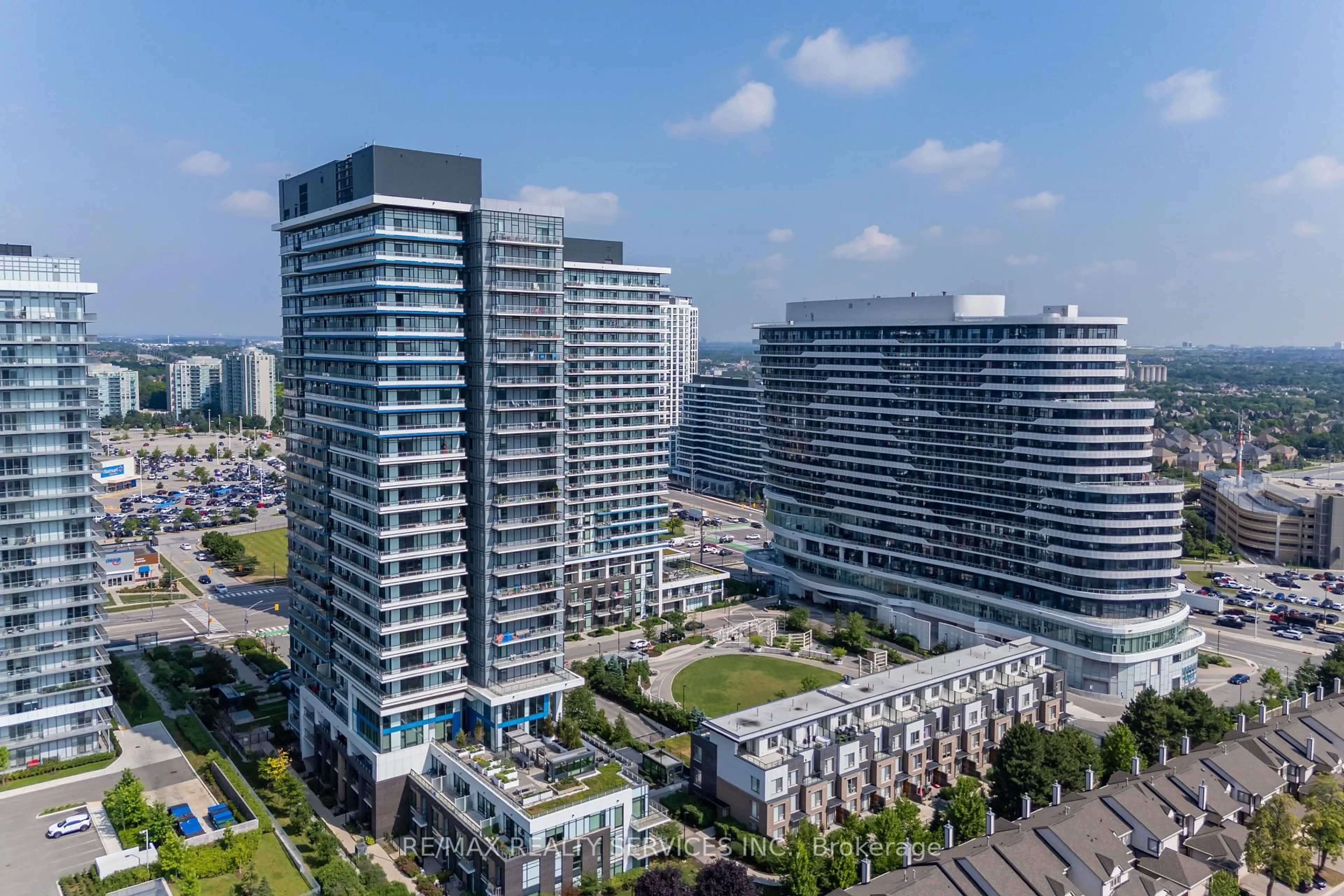 A pic from outside/outdoor area/front of a property/back of a property/a pic from drone, city buildings view from balcony for 2560 Eglinton Ave #503, Mississauga Ontario L5M 0Y3