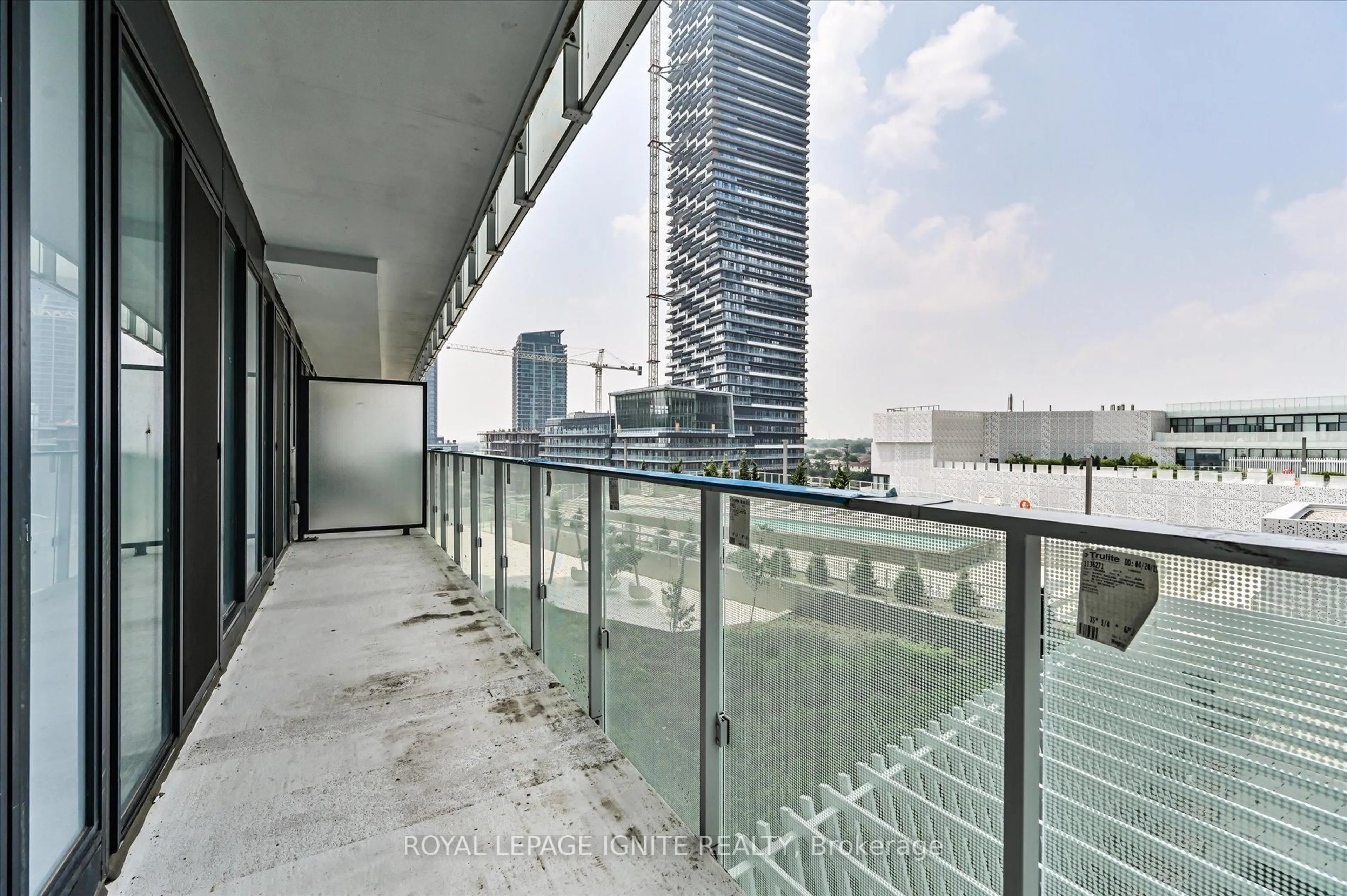 Balcony in the apartment, city buildings view from balcony for 3883 Quartz Rd #501, Mississauga Ontario L5B 0M4