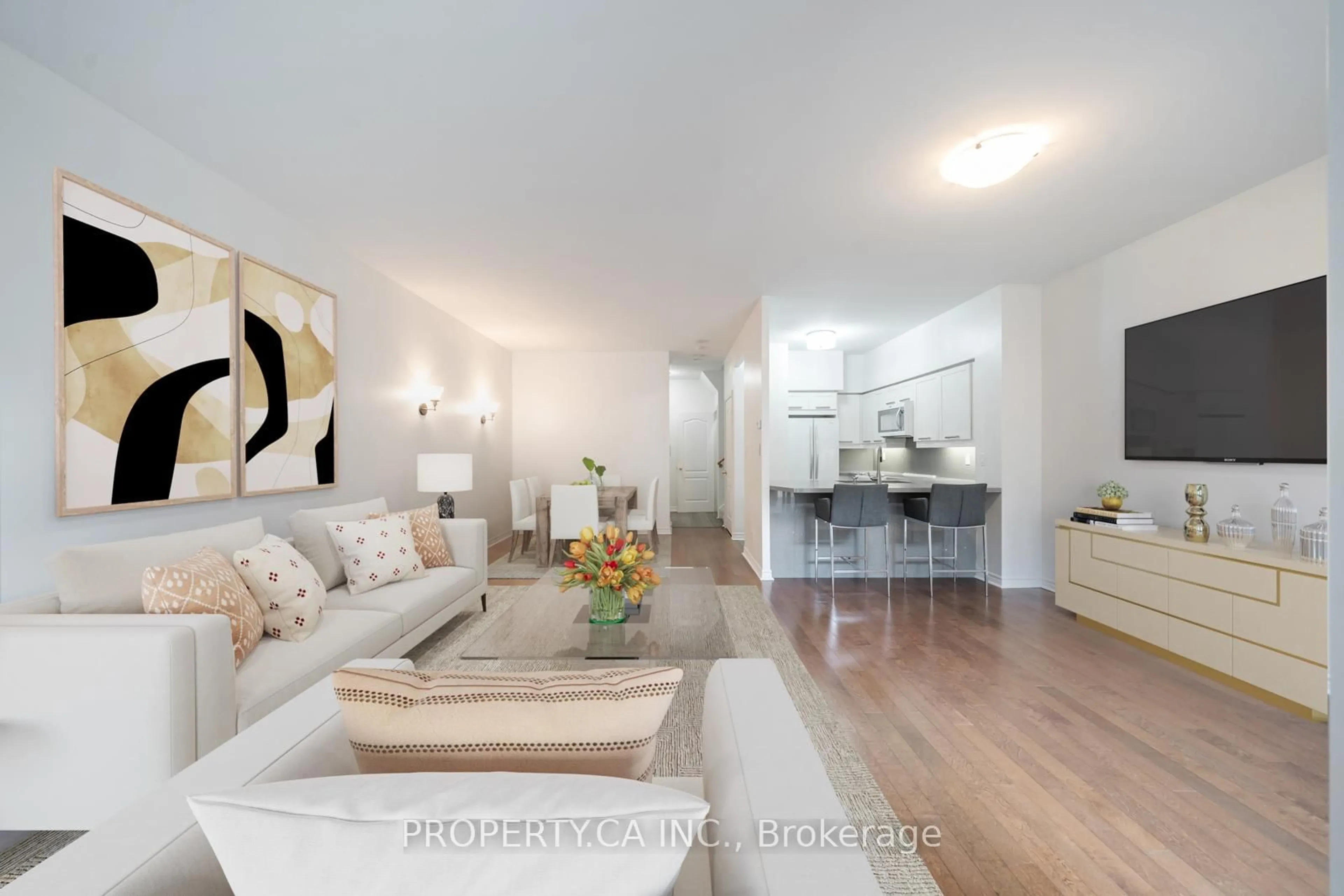 Living room with furniture, wood/laminate floor for 2111 Lakeshore Blvd #105, Toronto Ontario M8V 4B2
