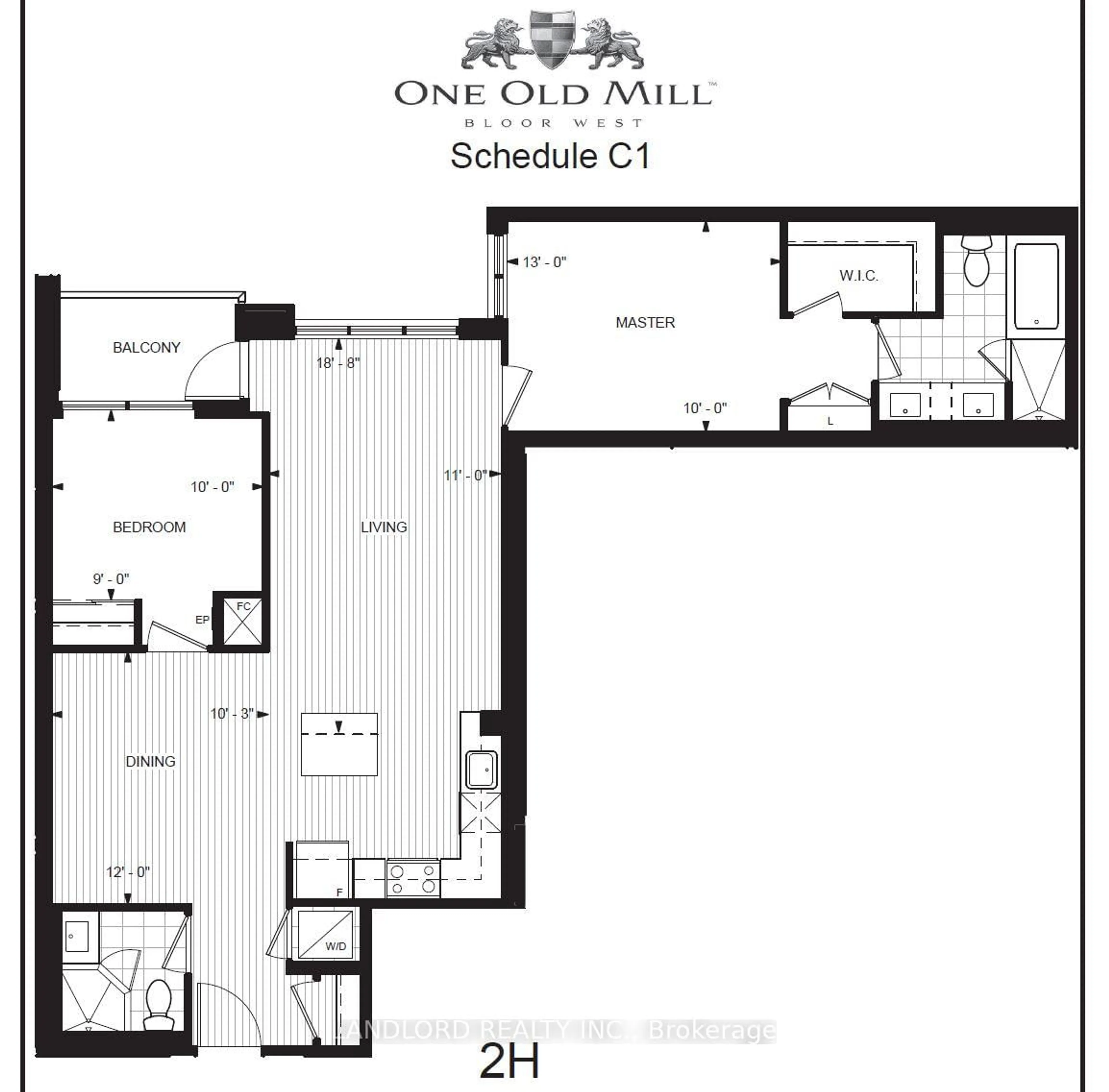 Floor plan for 1 Old Mill Dr #730, Toronto Ontario M6S 0A1
