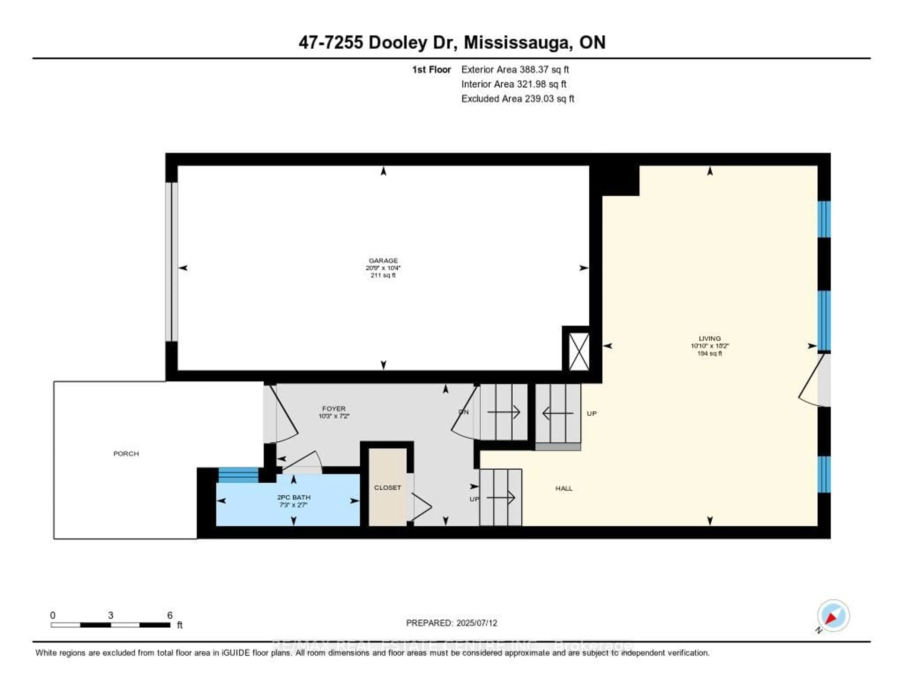 Floor plan for 7255 Dooley Dr #47, Mississauga Ontario L4T 2S7