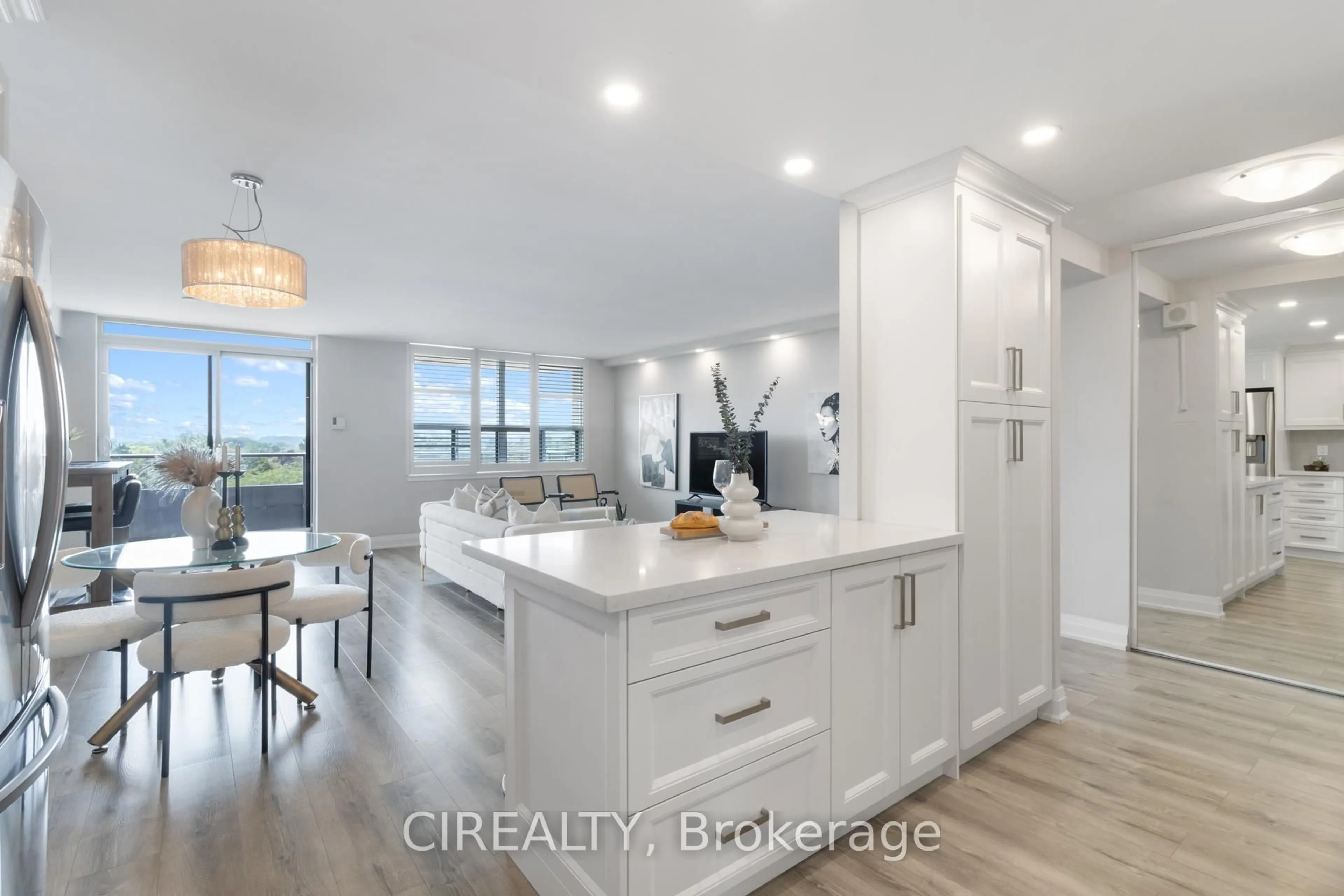 Open concept kitchen, ceramic/tile floor for 511 The West Mall #709, Toronto Ontario M9C 1G5