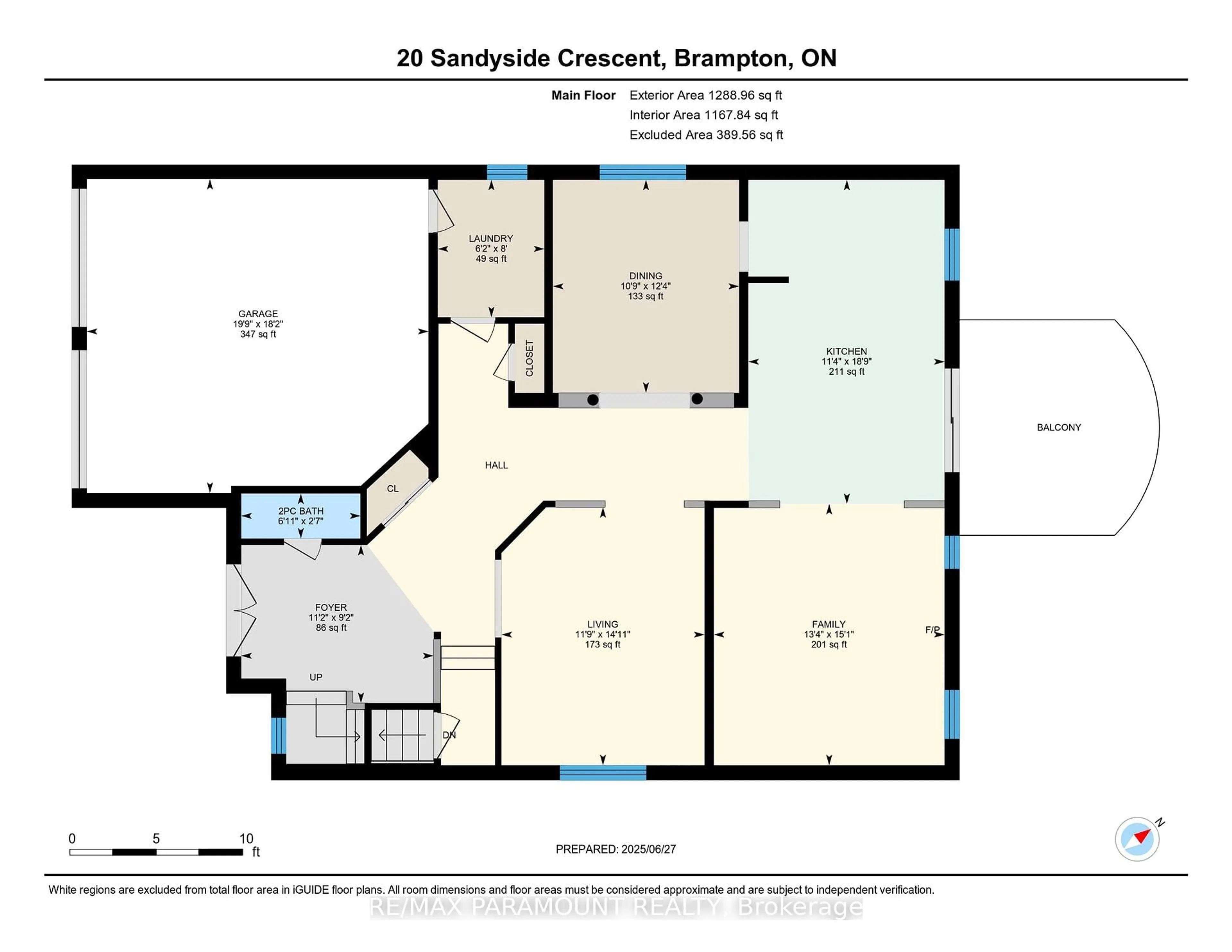 Floor plan for 20 Sandyside Cres, Brampton Ontario L7A 3P8