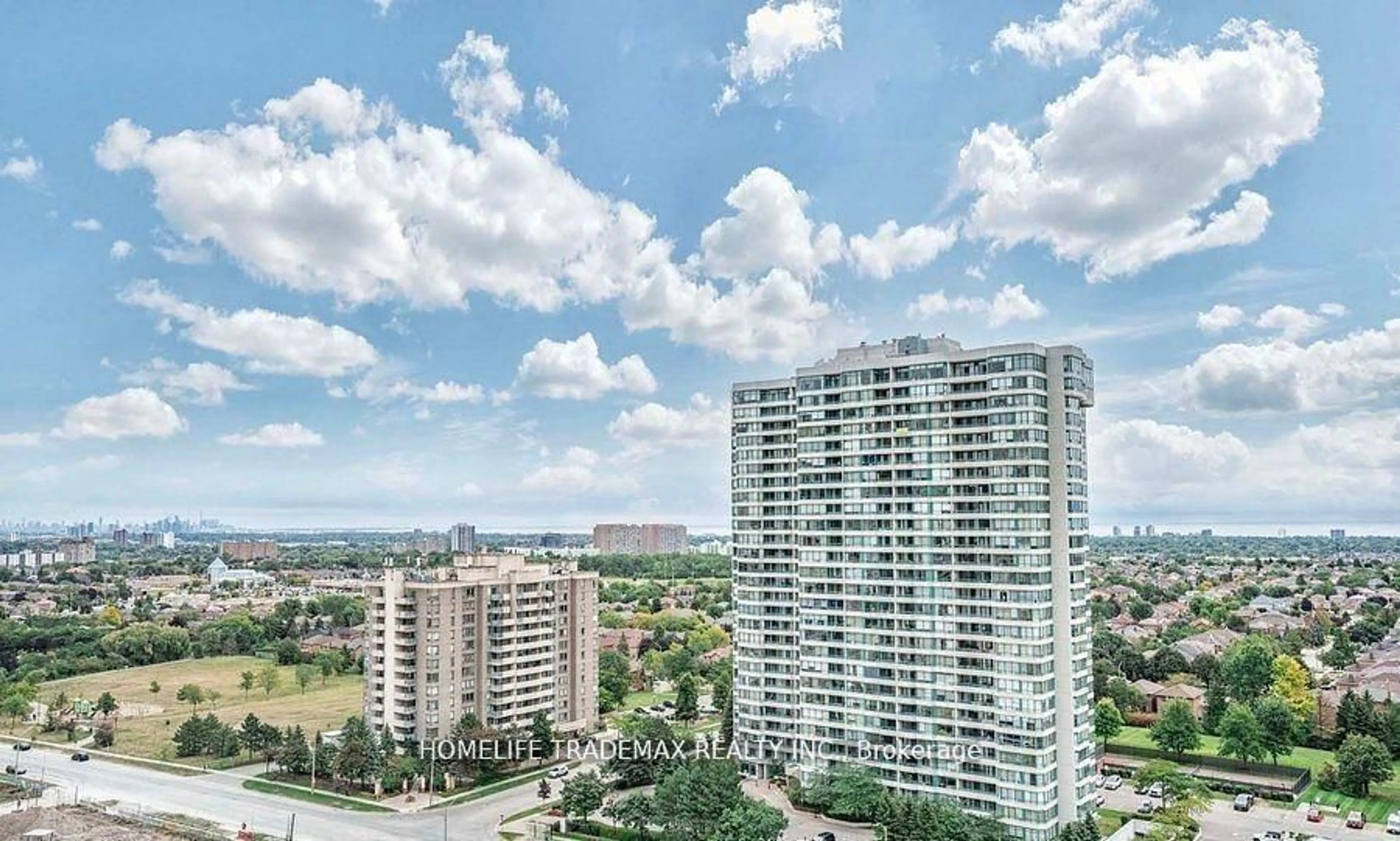 A pic from outside/outdoor area/front of a property/back of a property/a pic from drone, city buildings view from balcony for 3985 Grand Park Dr #1502, Mississauga Ontario L5B 0H8