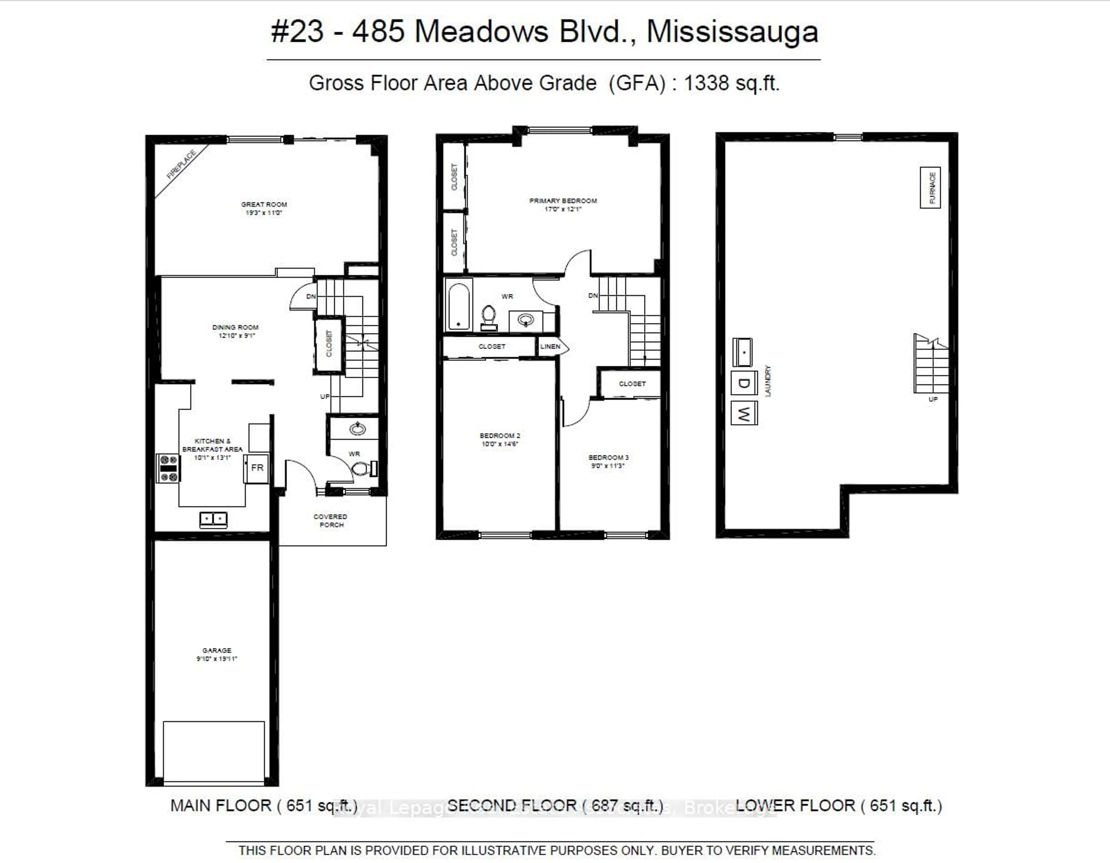 Floor plan for 485 Meadows Blvd #23, Mississauga Ontario L4Z 1H1