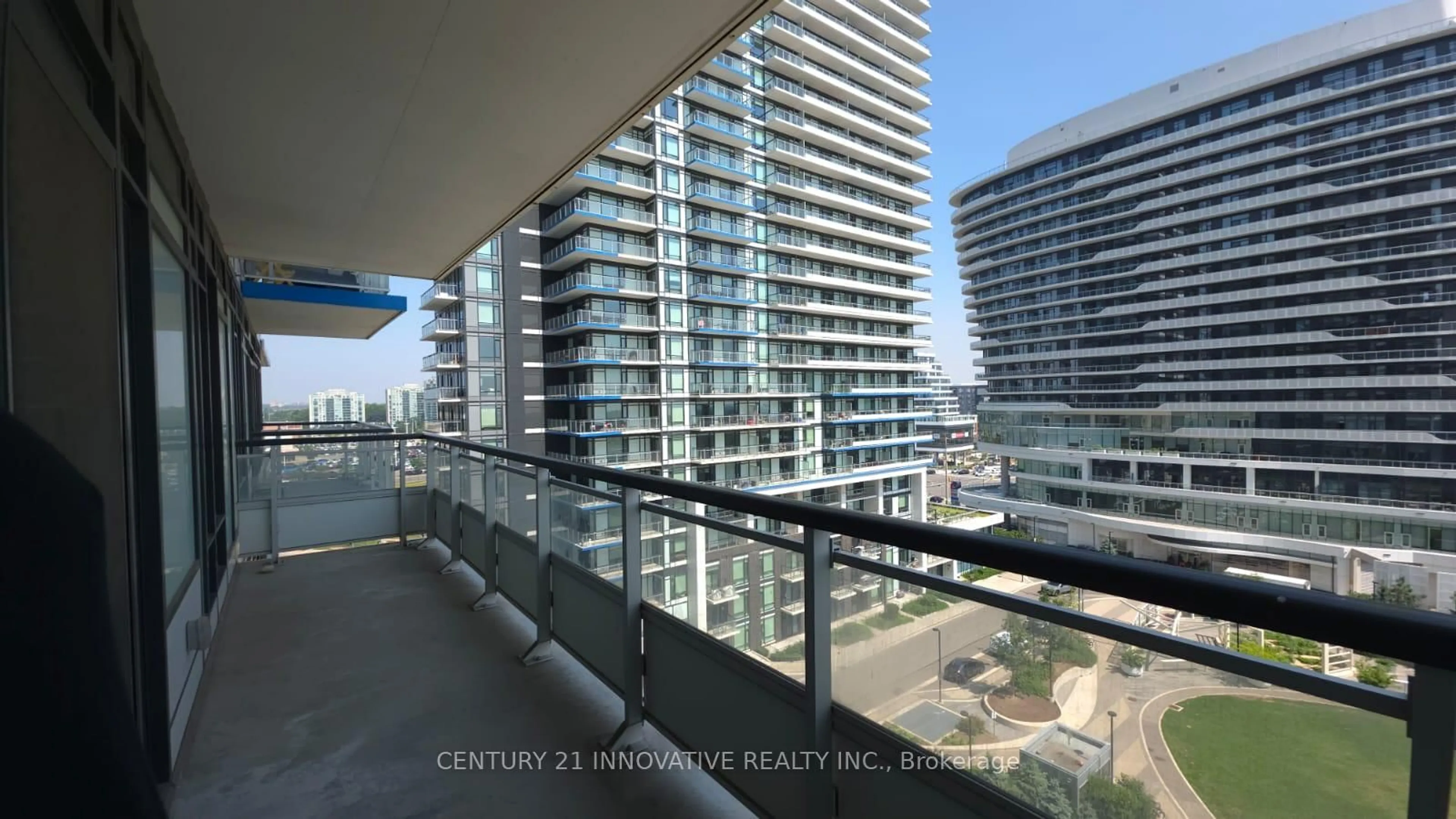 Balcony in the apartment, city buildings view from balcony for 2560 Eglinton Ave #801, Mississauga Ontario L5M 0Y3