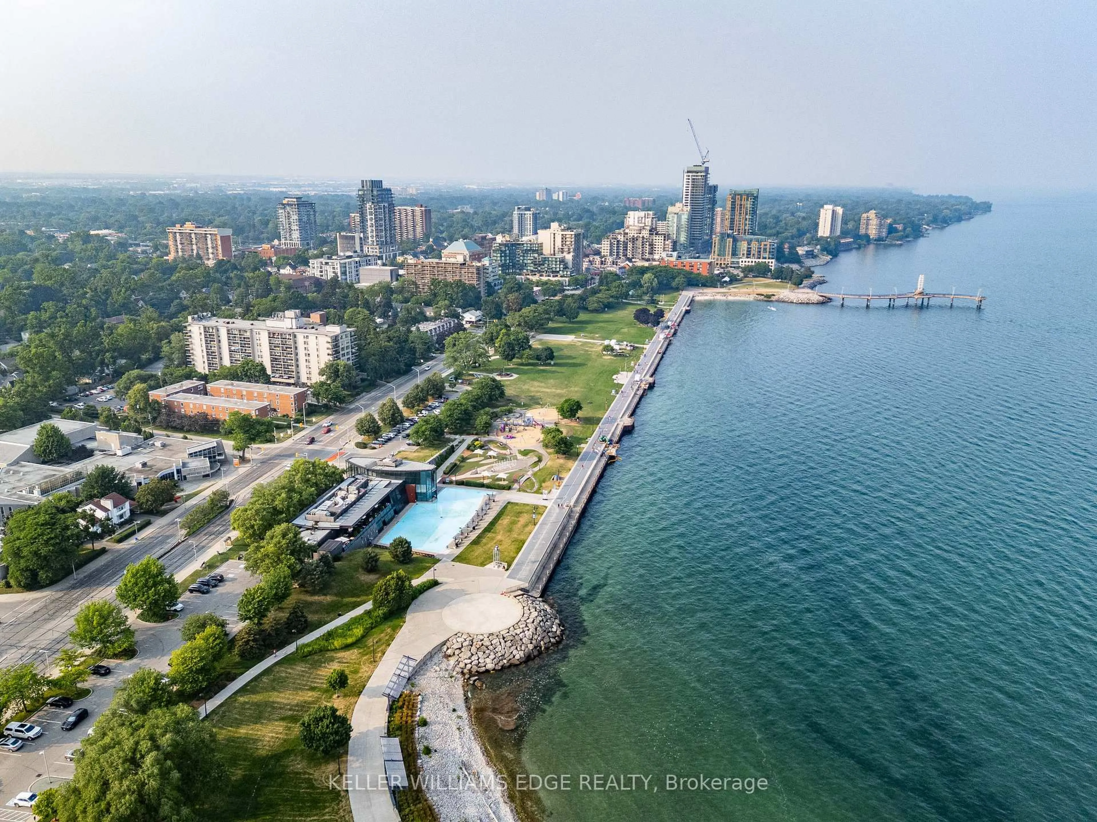 A pic from outside/outdoor area/front of a property/back of a property/a pic from drone, water/lake/river/ocean view for 442 Maple Ave #401, Burlington Ontario L7S 2L7