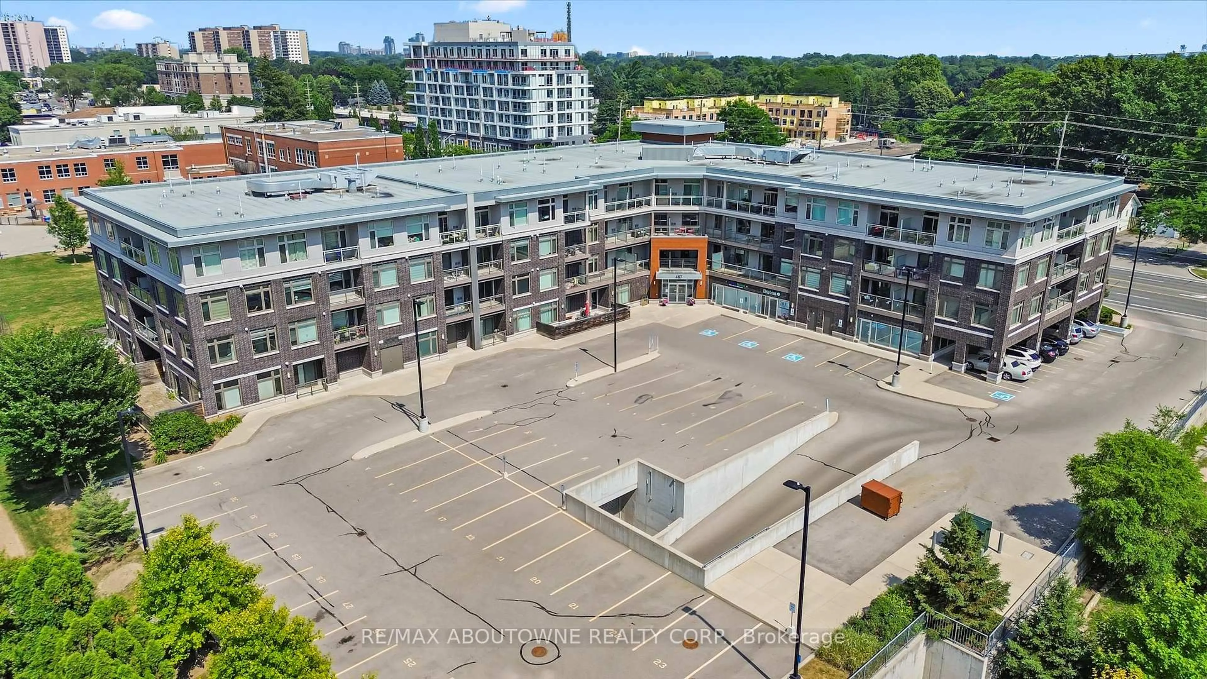 A pic from outside/outdoor area/front of a property/back of a property/a pic from drone, city buildings view from balcony for 457 Plains Rd #322, Burlington Ontario L7T 0B8