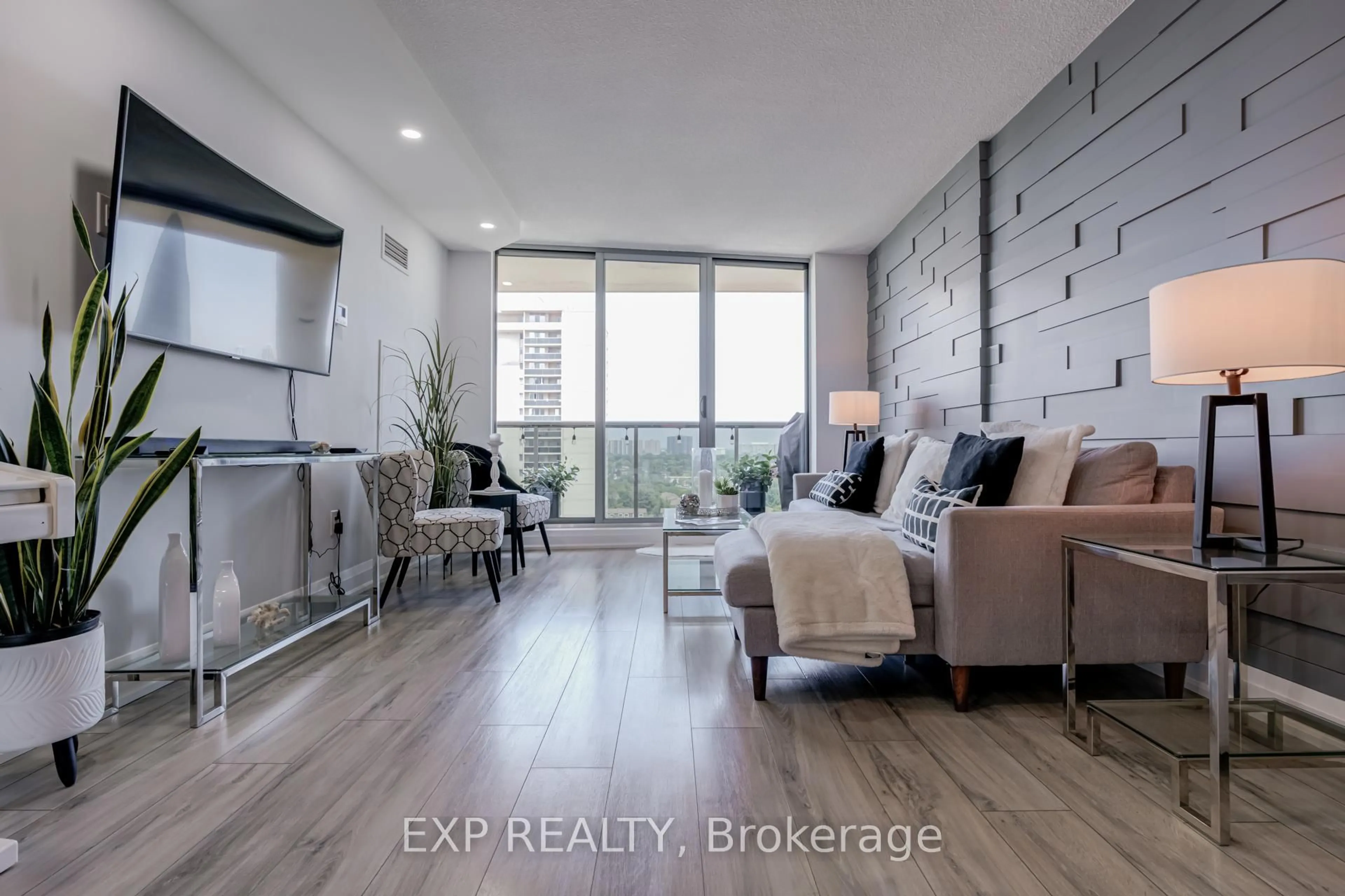 Living room with furniture, unknown for 299 Mill Rd #1503, Toronto Ontario M9C 4V9