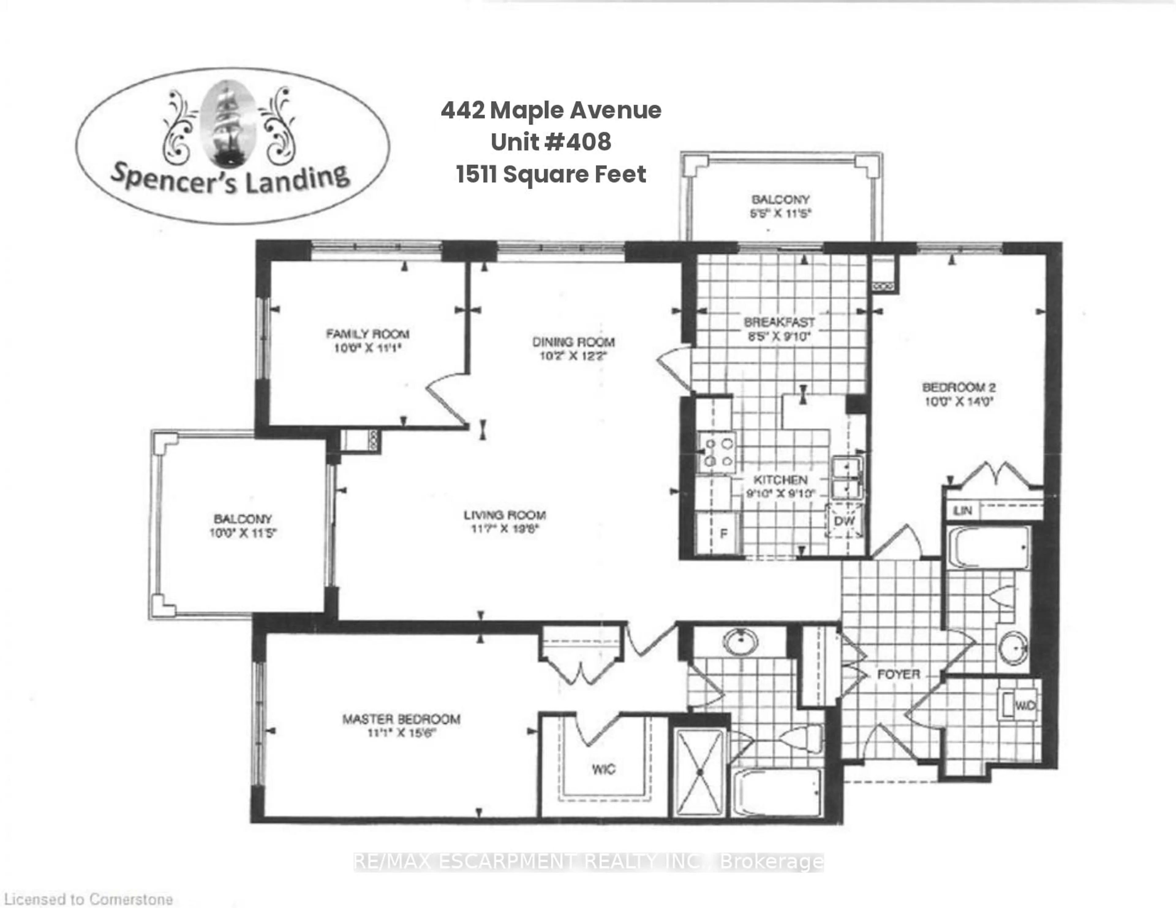 Floor plan for 442 Maple Ave #408, Burlington Ontario L7S 2L7