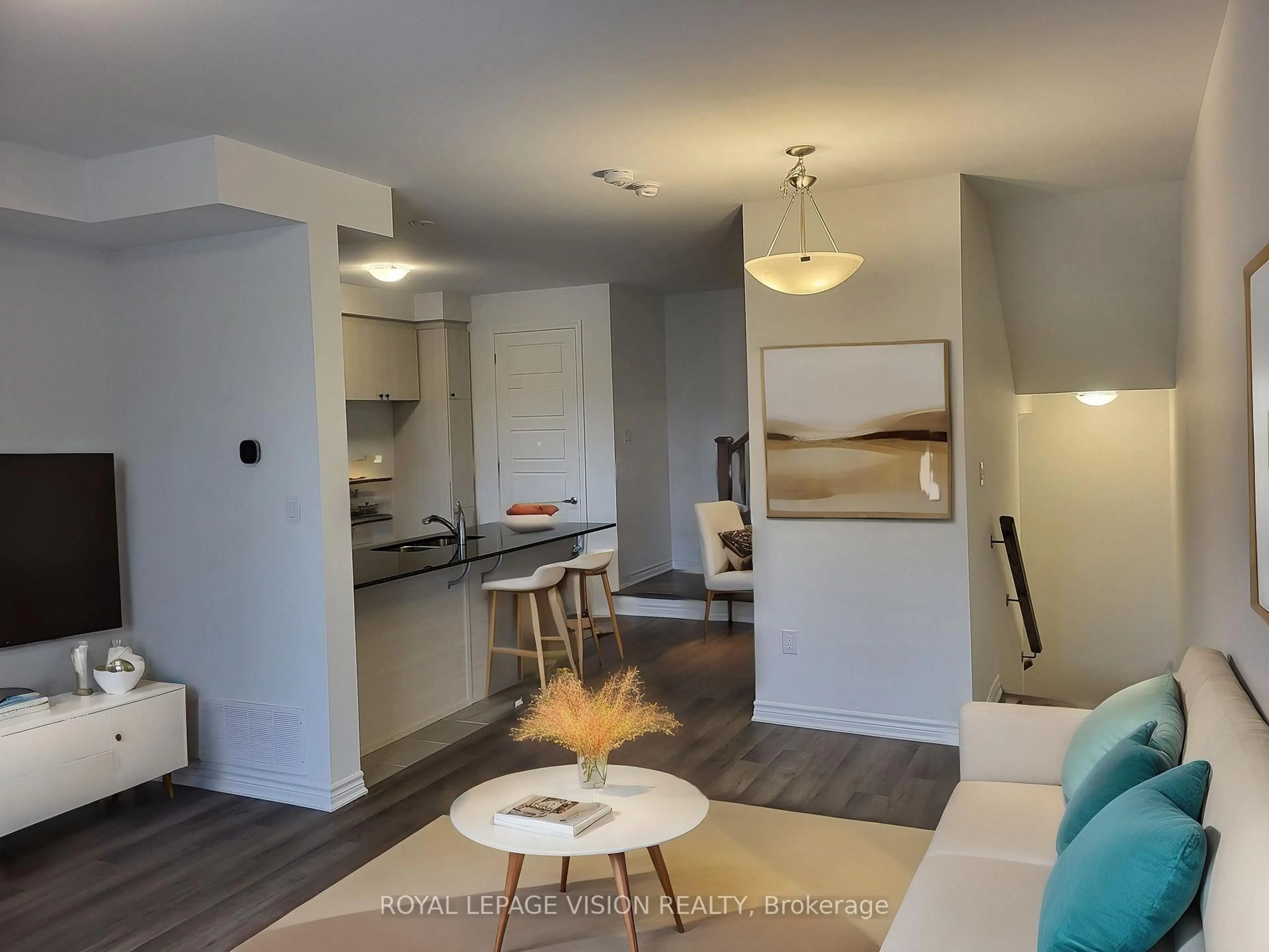 Open concept kitchen, wood/laminate floor for 1921 Thames Circ, Milton Ontario L9E 1Y9