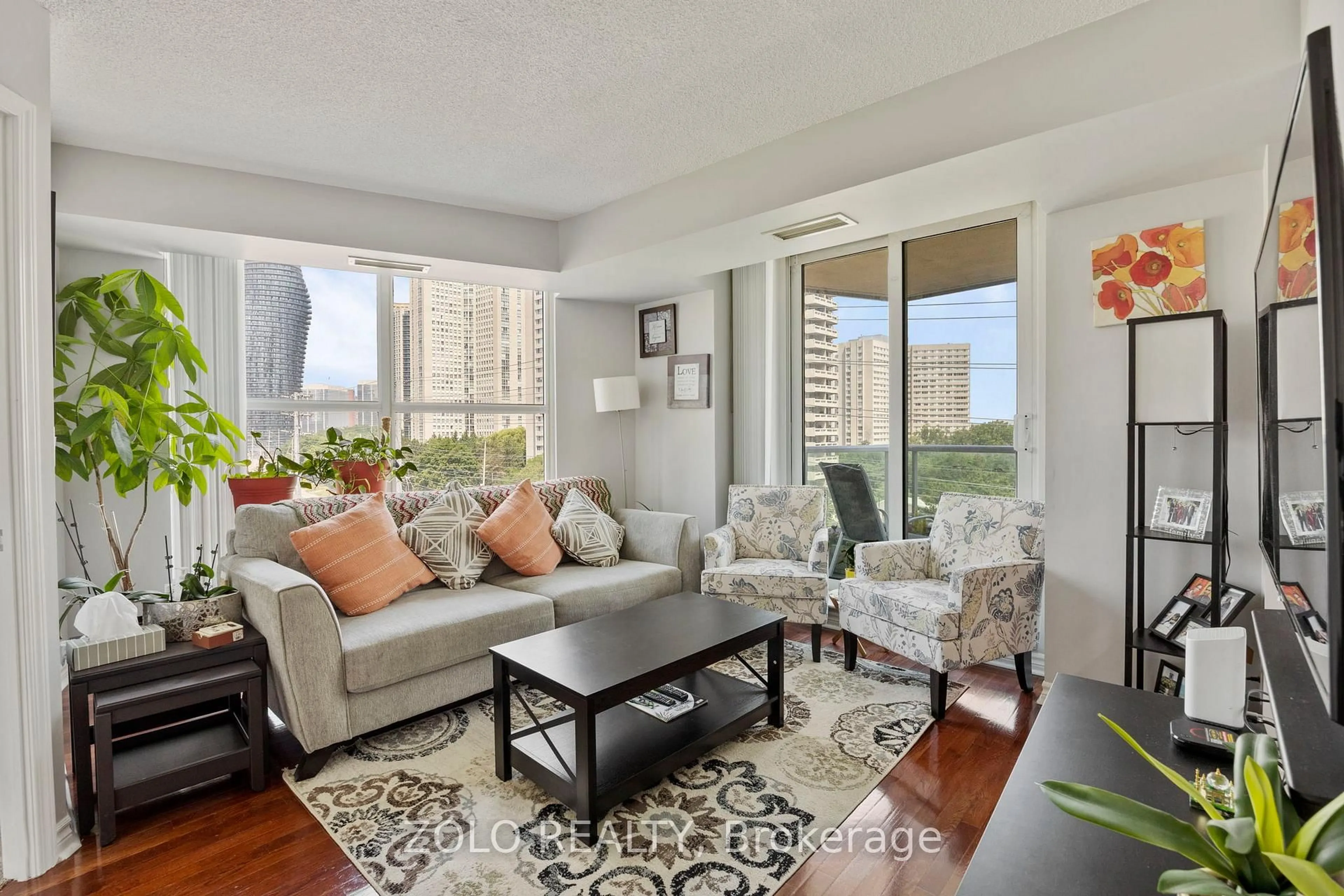 Living room with furniture, unknown for 1 Elm Dr #611, Mississauga Ontario L5B 4M1