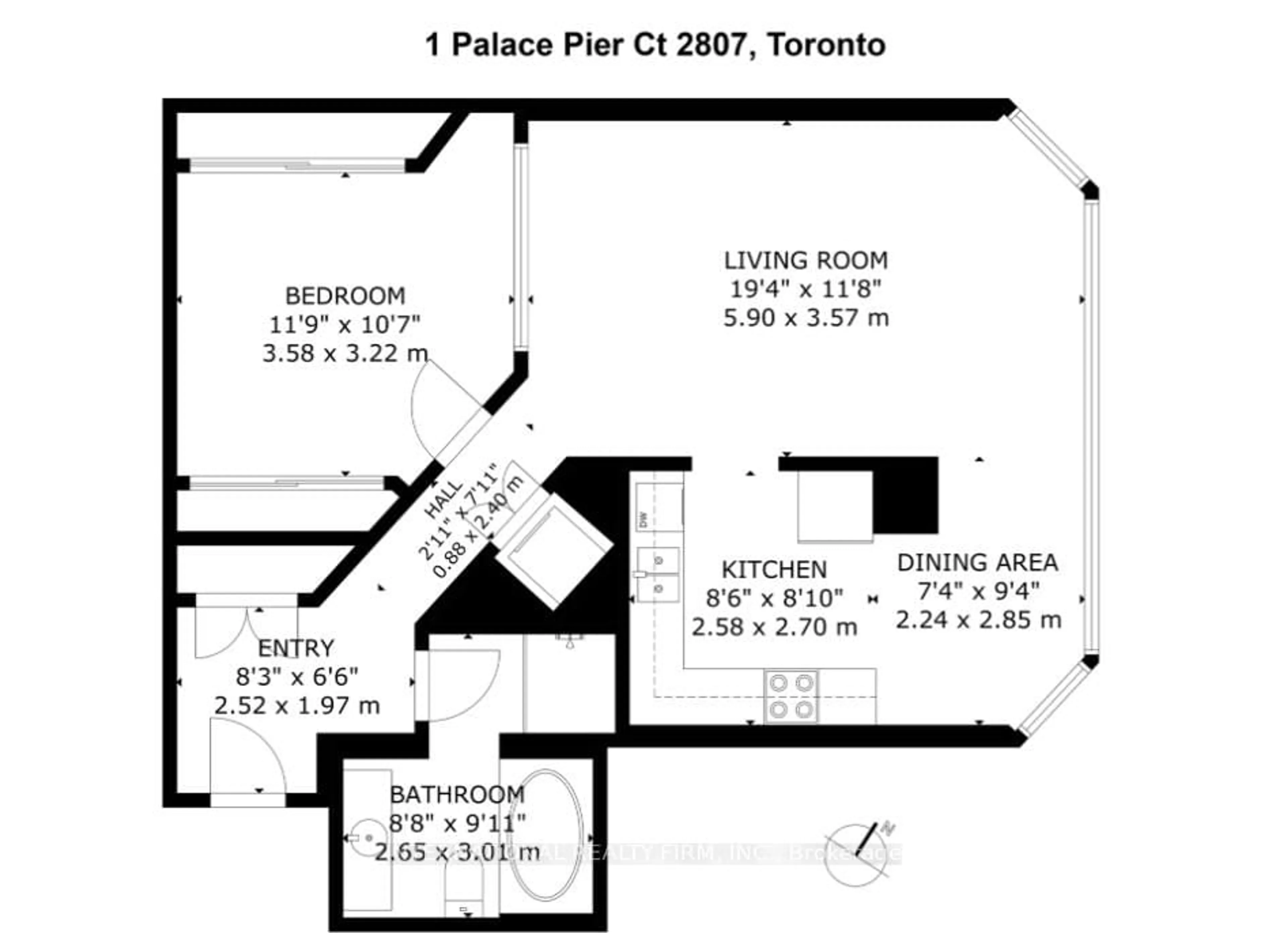 Floor plan for 1 Palace Pier Crt #2807, Toronto Ontario M8V 3W9