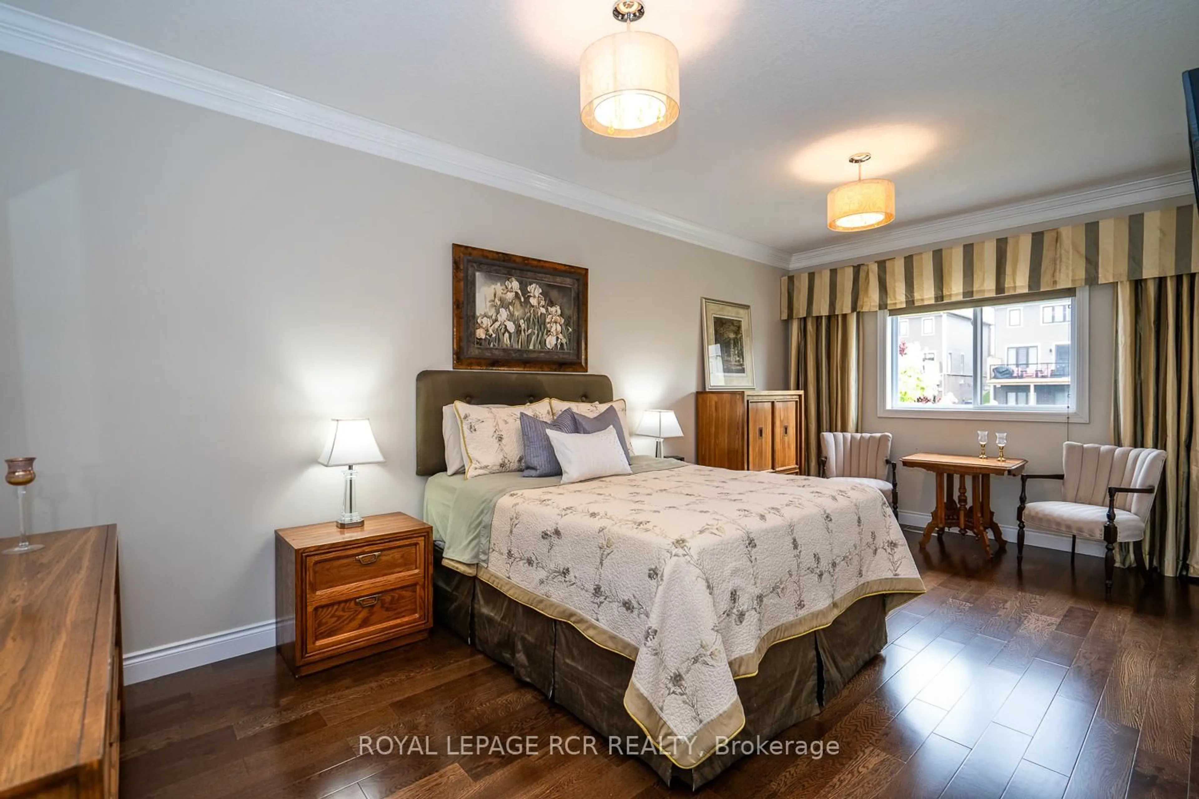 Bedroom with bed, wood/laminate floor for 39 Dinnick Cres, Orangeville Ontario L9W 0B7