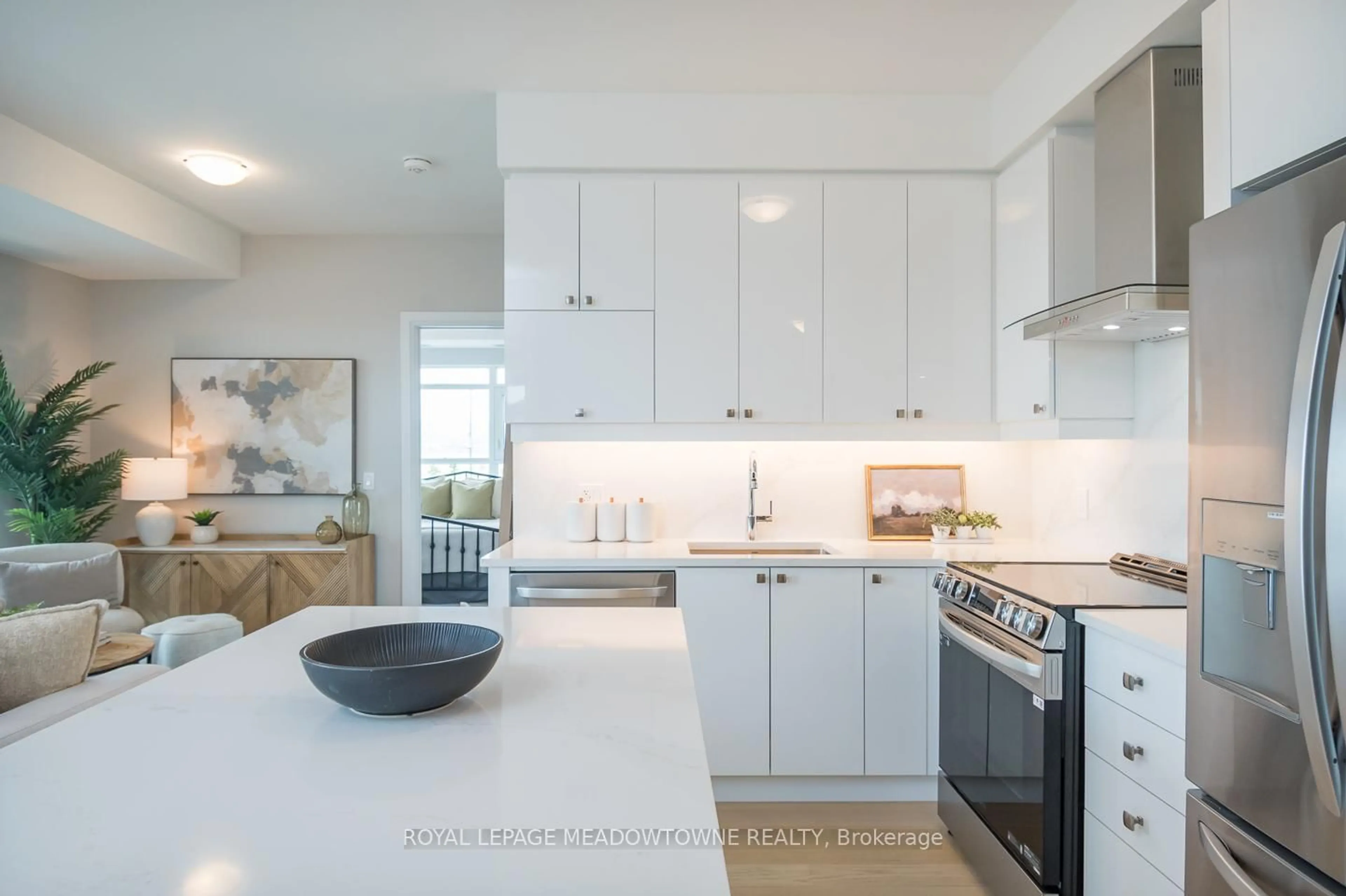 Open concept kitchen, ceramic/tile floor for 480 Gordon Krantz Ave #308, Milton Ontario L9E 1Z4