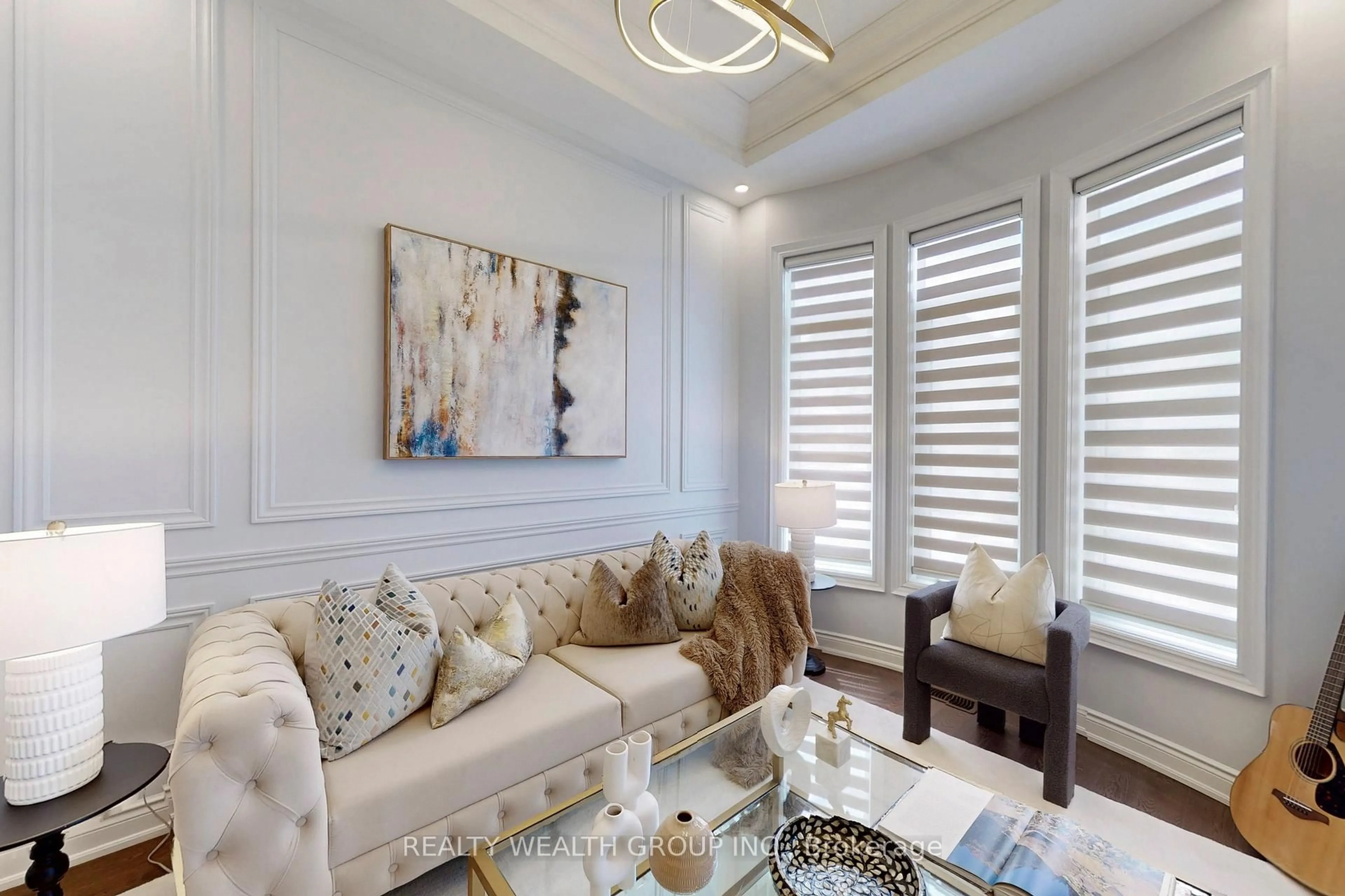 Living room with furniture, wood/laminate floor for 3125 Parsonage Cres, Oakville Ontario L6H 0T9
