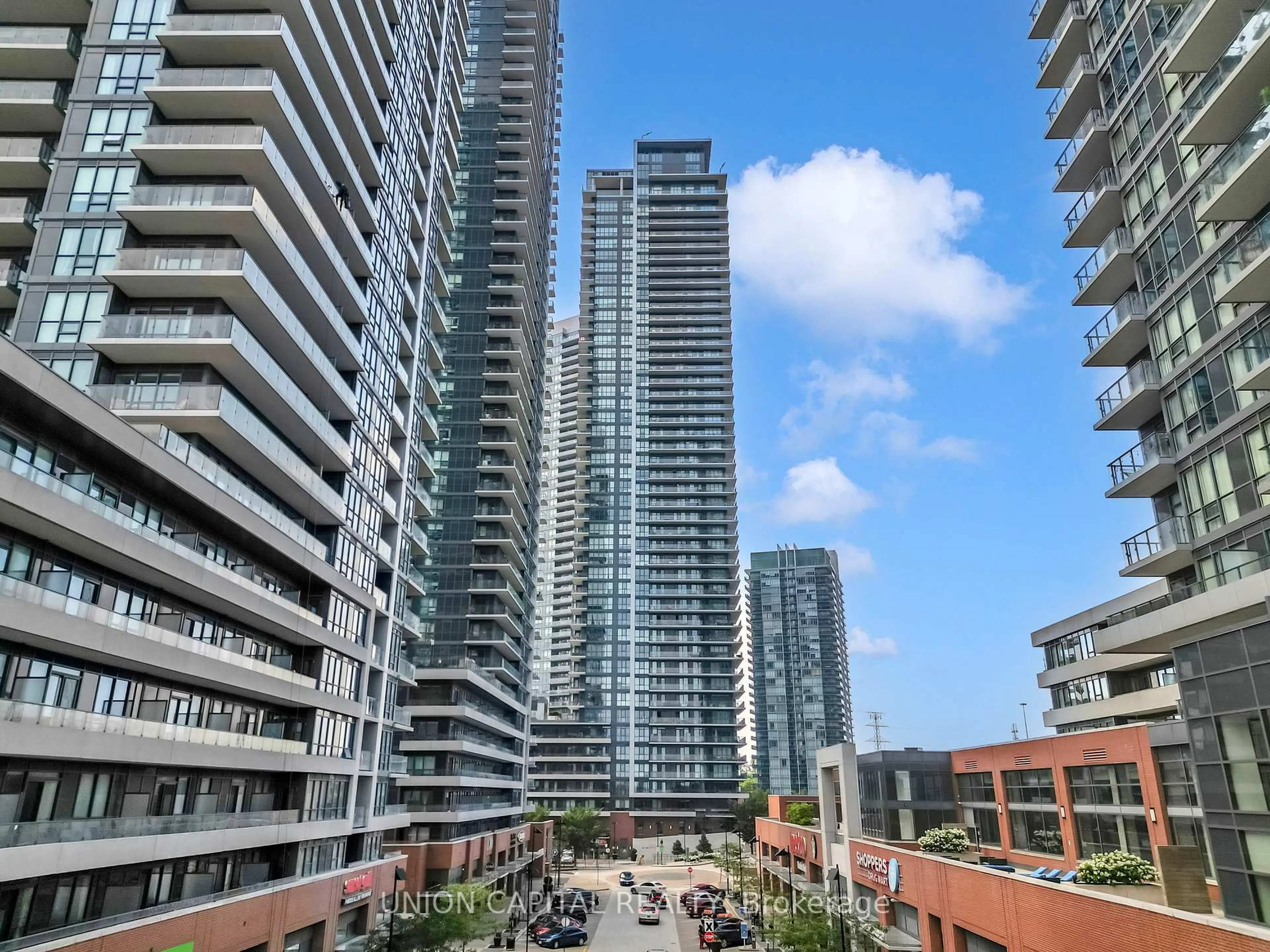 Balcony in the apartment, city buildings view from balcony for 10 Parklawn Rd #1305, Toronto Ontario M8V 0H9